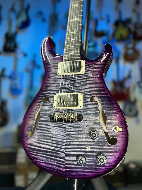 PRS Hollowbody II Piezo 2024 - Custom Color - Charcoal Violet Burst w PRS Case, Signature Dealer, 118 Get Plekd