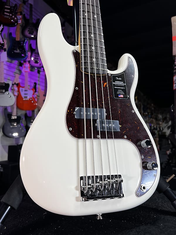 Fender American Professional II Precision Bass V - Olympic White with Rosewood Fingerboard Authorized Dealer Free Shipping! 796 GET PLEK’D!