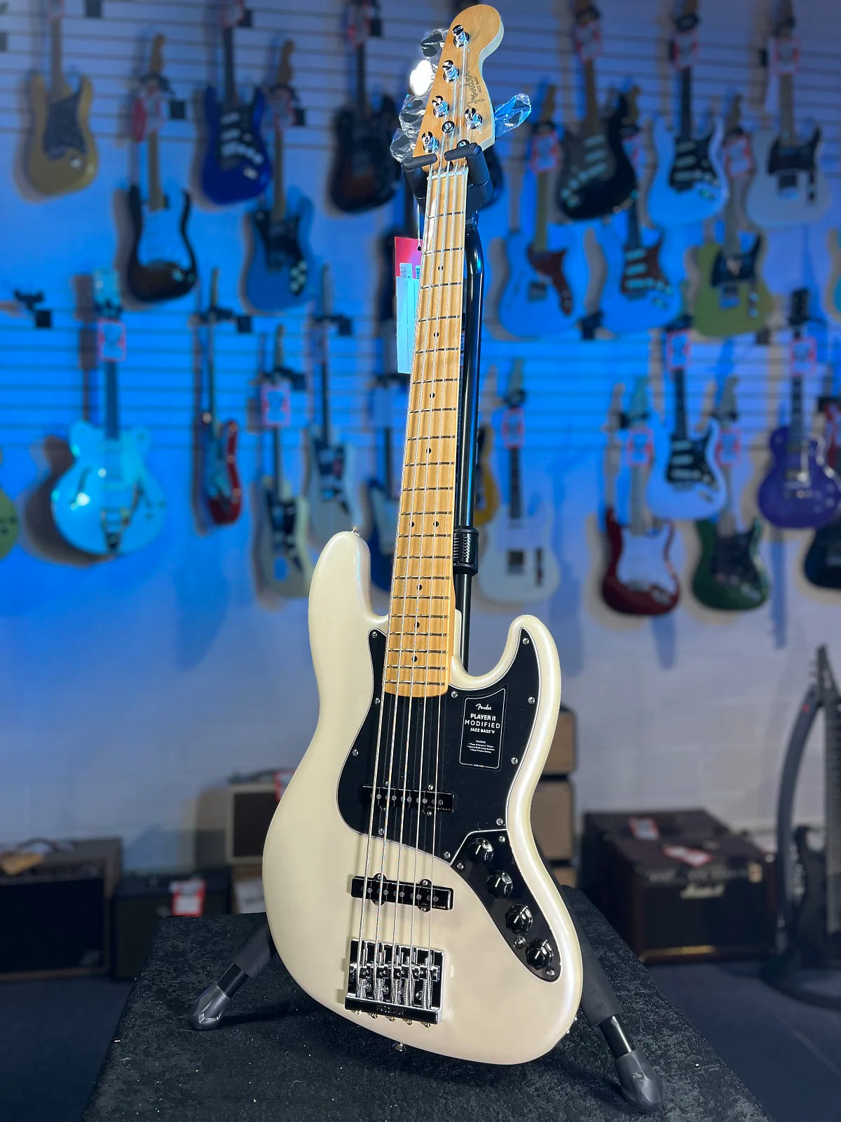 Fender Player II Modified Active Jazz Bass V - Olympic Pearl, Maple Fingerboard 104 GET PLEK’D!