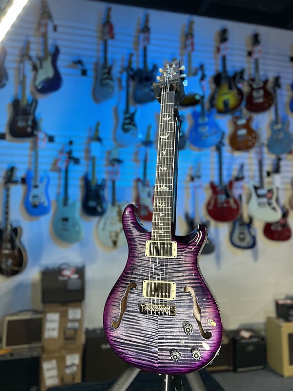 PRS Hollowbody II Piezo 2024 - Custom Color - Charcoal Violet Burst w PRS Case, Signature Dealer, 118 Get Plekd
