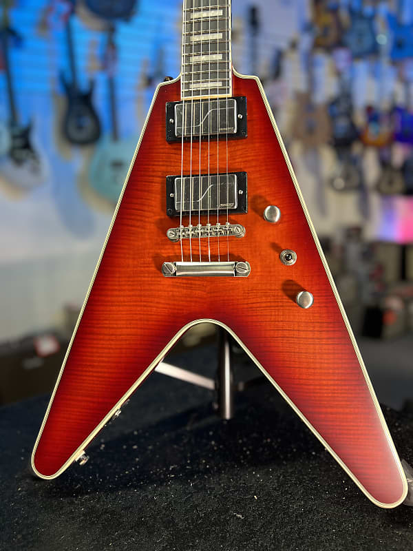 Epiphone Flying V Prophecy Electric Guitar - Aged Bengal Tiger Burst Auth Deal Free Ship! 319 GET PLEK’D!