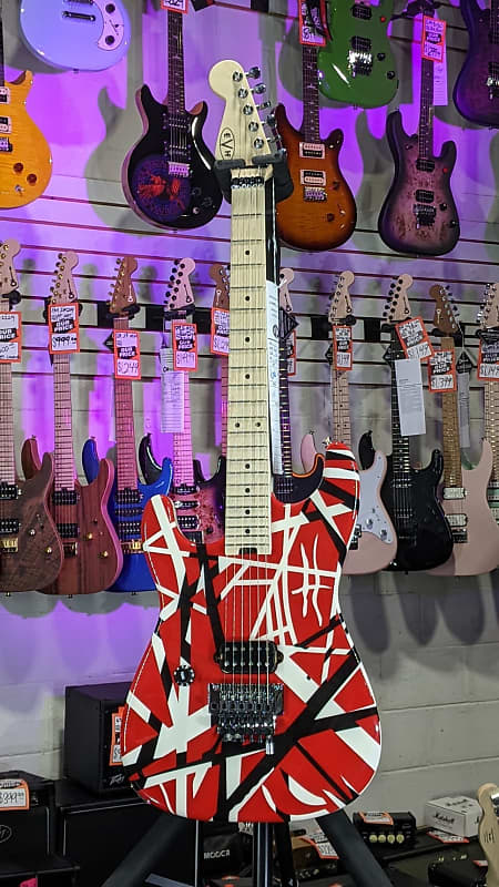 EVH Striped Series Left-Handed - Red w/ Black Stripes *FREE PLEK WITH PURCHASE* 709