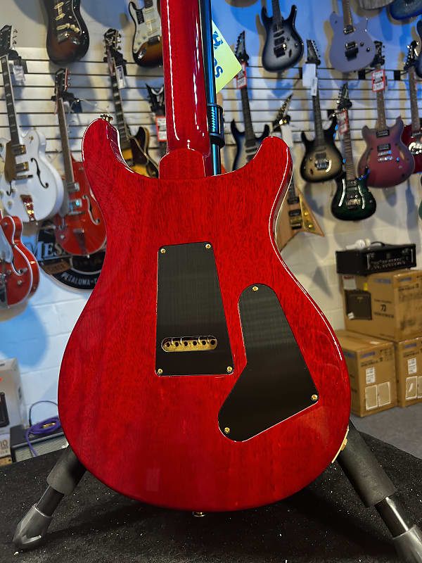 PRS Wood Library Custom 24 Lefty, One Piece Top, 10-Top Orange w Red Back, PRS Case Get Plekd 091