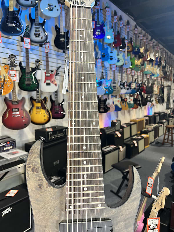 Ibanez Axe Design Lab RG9PB 9-string Electric Guitar - Transparent Gray Flat 676 Auth Dealer, Free Ship