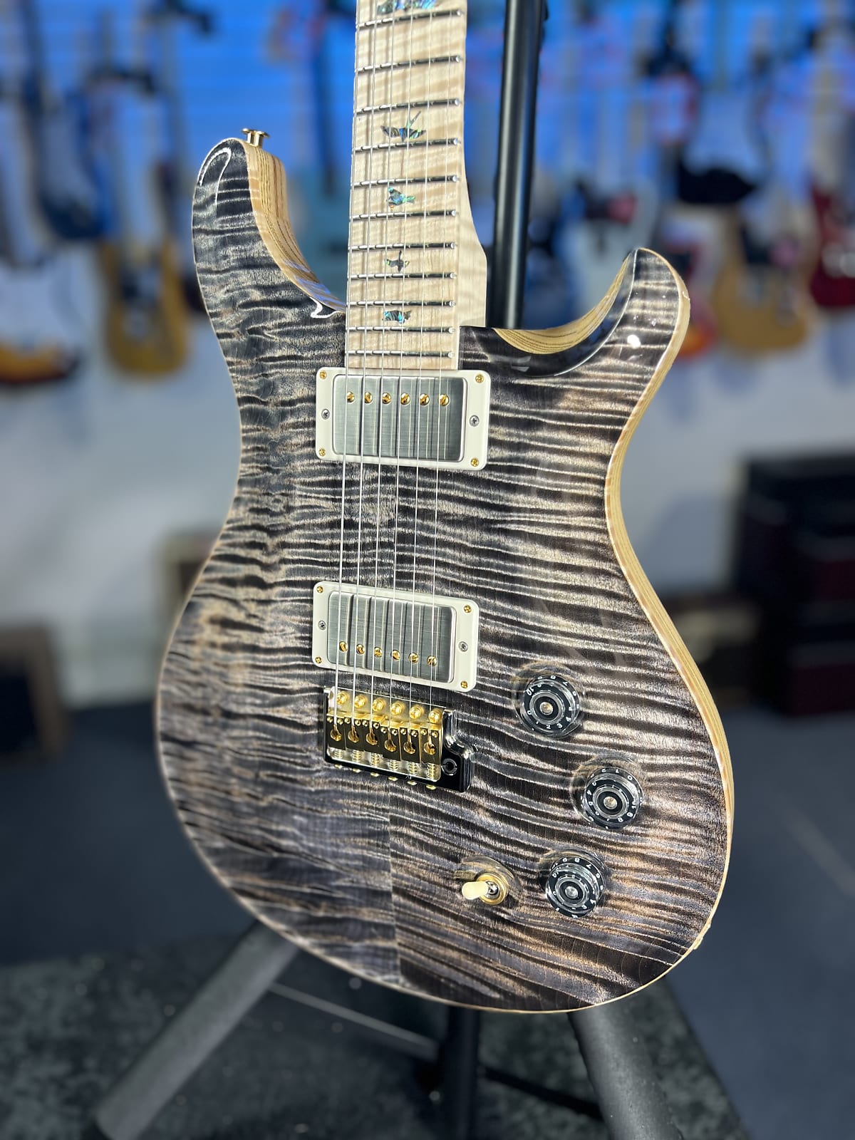 PRS Wood Library DGT 2025 - Charcoal, Flame Top, Swamp Ash, Maple Neck + Board, PRS Paisley Case 530