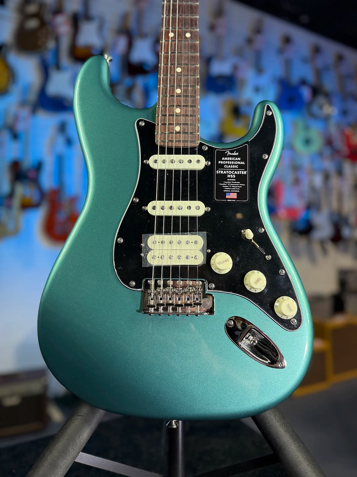 Fender American Professional Classic Stratocaster HSS Electric Guitar - Faded Sherwood Green Metallic GET PLEK'D! 186