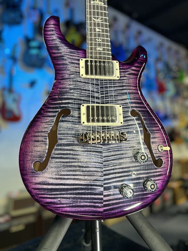 PRS Hollowbody II Piezo 2024 - Custom Color - Charcoal Violet Burst w PRS Case, Signature Dealer, 118 Get Plekd