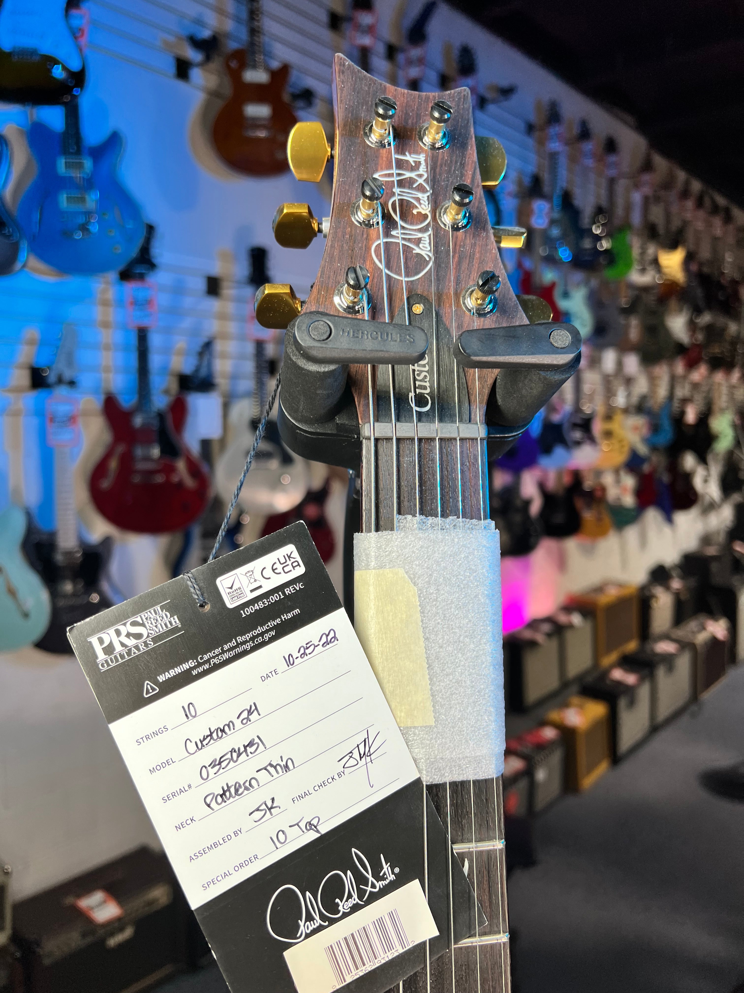 PRS Custom 24 10 Top - Faded Trampas Green Wrap, PRS Hard Case 431