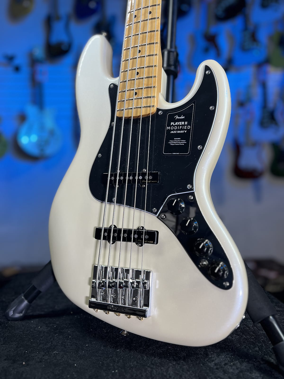 Fender Player II Modified Active Jazz Bass V - Olympic Pearl, Maple Fingerboard 104 GET PLEK’D!