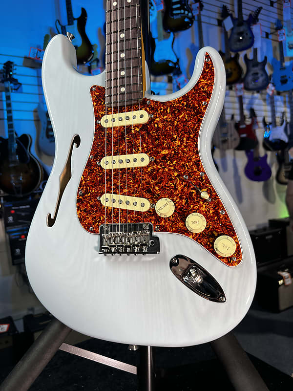 Fender American Professional II Thinline Stratocaster Transparent Daphne Blue Auth Deal Free Ship! 479 GET PLEK’D!