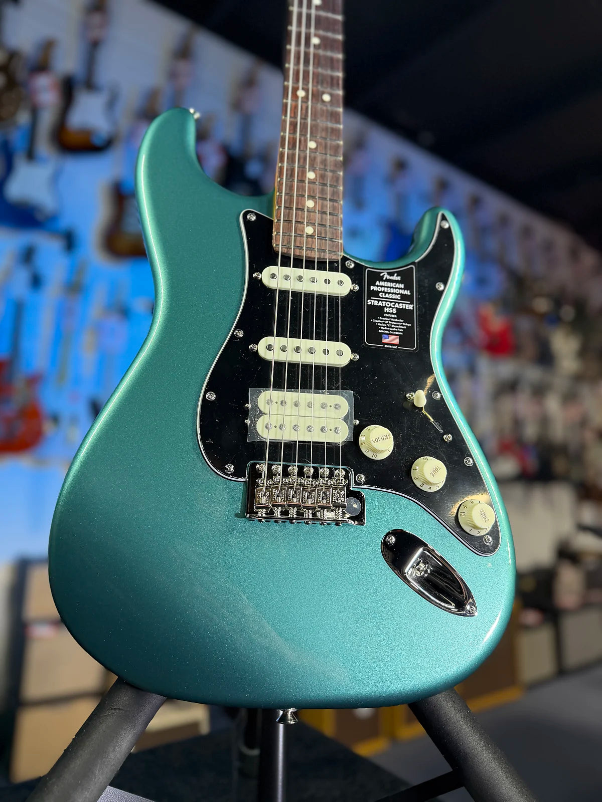 Fender American Professional Classic Stratocaster HSS Electric Guitar - Faded Sherwood Green Metallic GET PLEK'D! 186