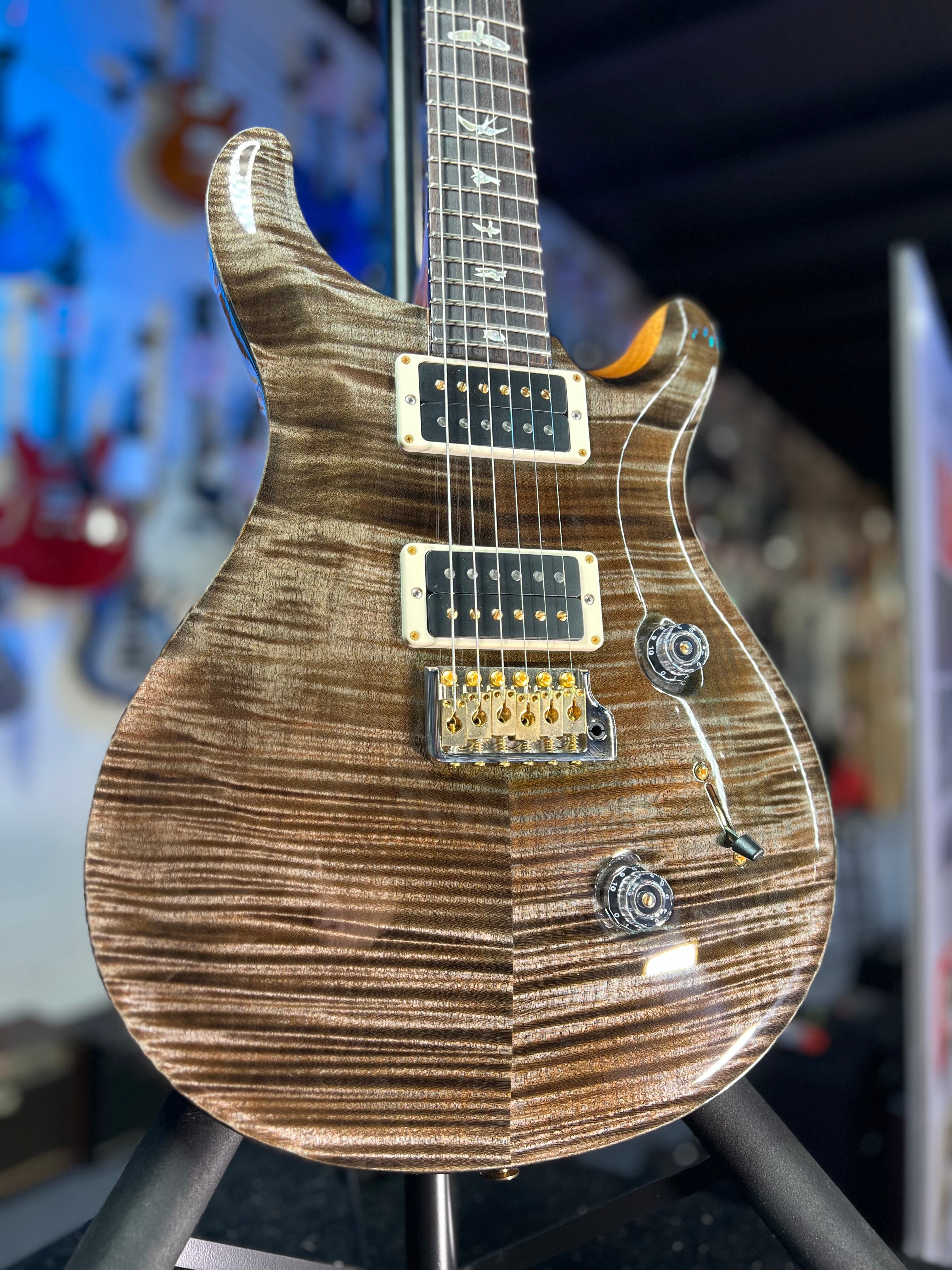 PRS Custom 24 10 Top - Faded Trampas Green Wrap, PRS Hard Case 431