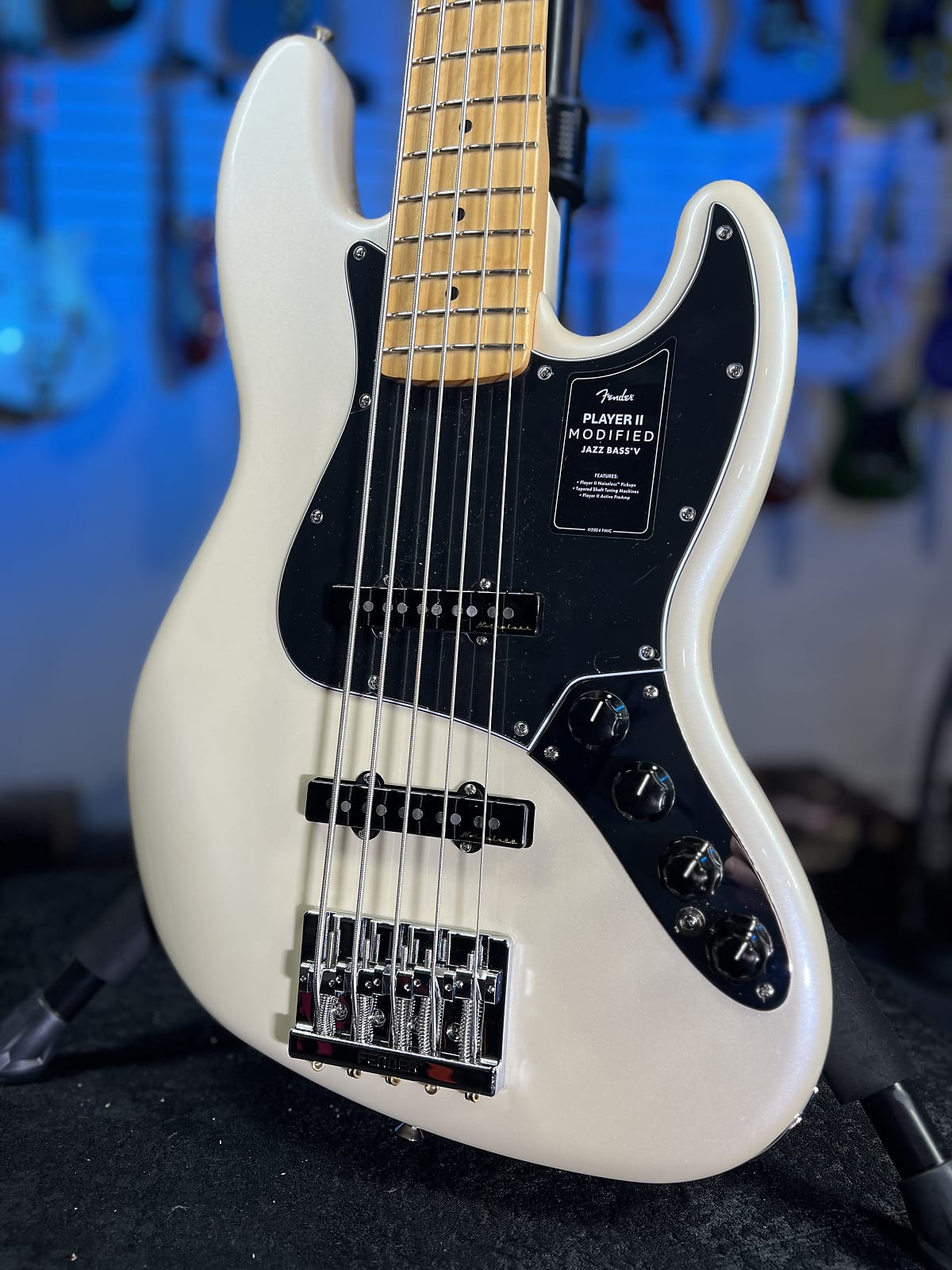 Fender Player II Modified Active Jazz Bass V - Olympic Pearl, Maple Fingerboard 104 GET PLEK’D!