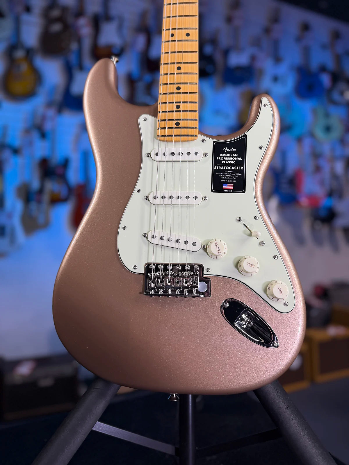 Fender American Professional Classic Stratocaster Electric Guitar - Faded Firemist Gold GET PLEK'D! 849