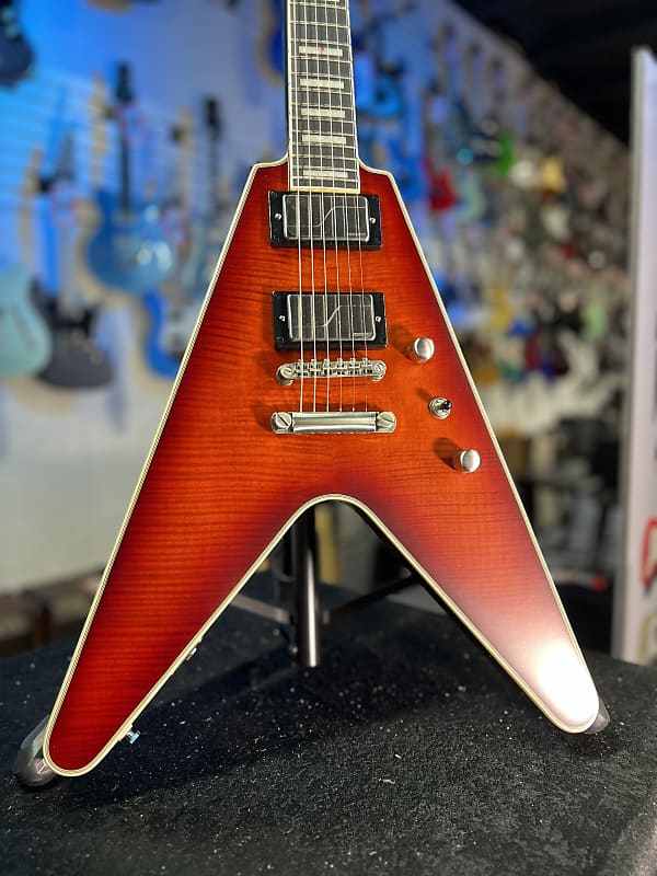 Epiphone Flying V Prophecy Electric Guitar - Aged Bengal Tiger Burst Auth Deal Free Ship! 319 GET PLEK’D!