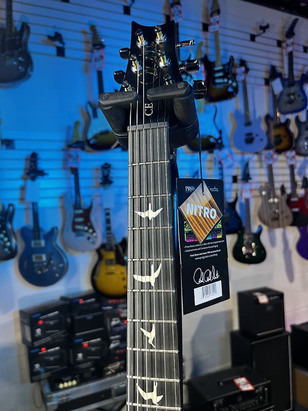 PRS CE 24 Semi-Hollow Electric Guitar - Satin Faded Gray Black Purple Burst w/ Purple Back, Ebony, 57/08 251 GET PLEK'D!