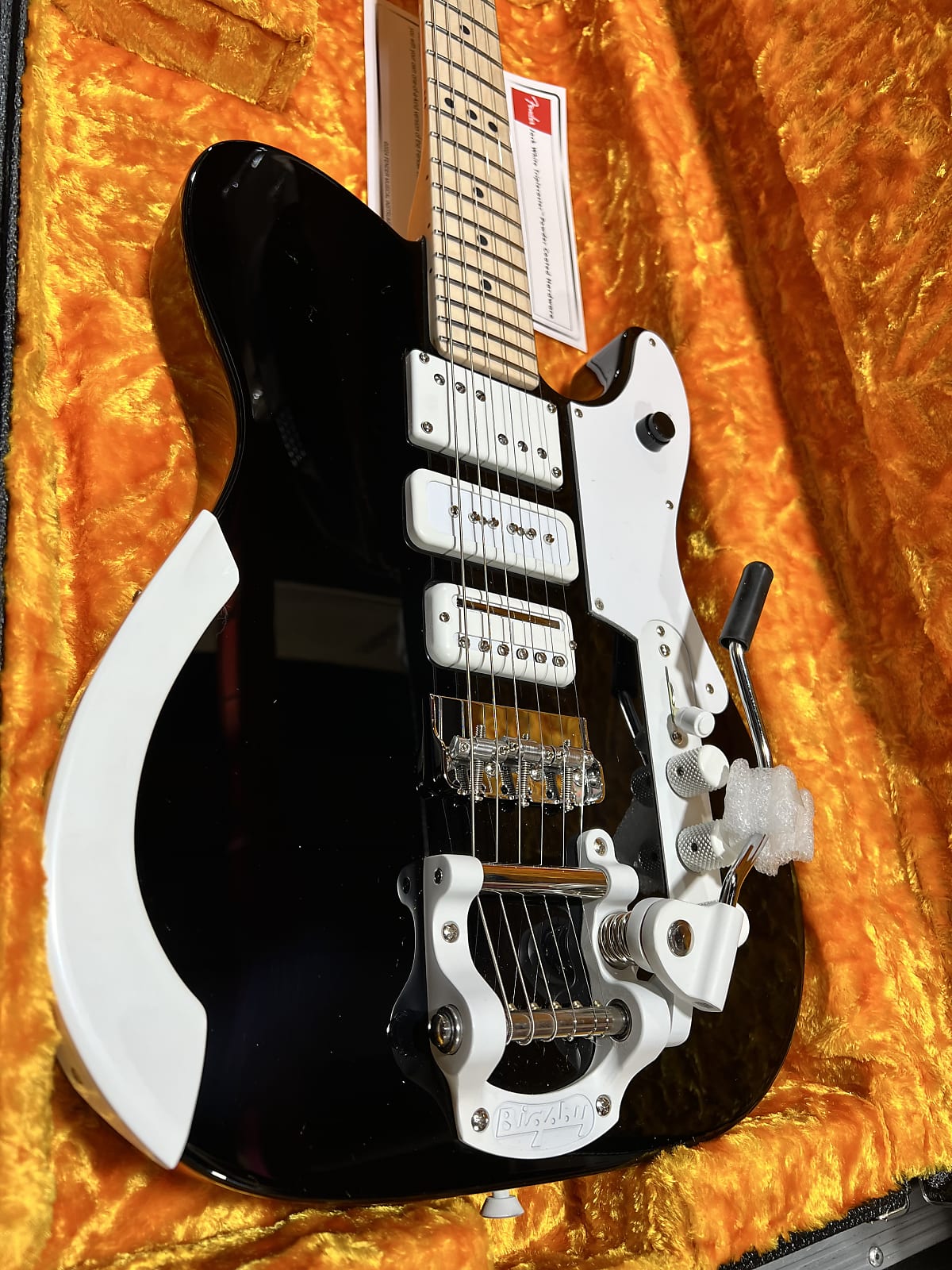 Fender Jack White Triplecaster Signature Telecaster Electric Guitar - Black w Case, 642