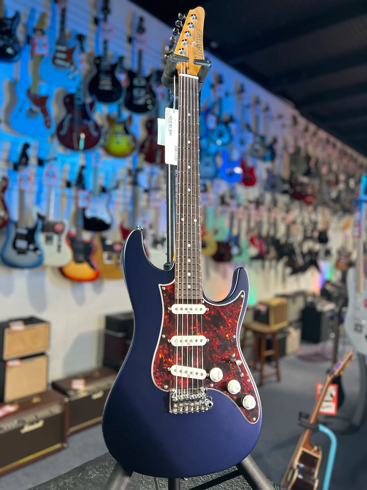 Ibanez Prestige AZ2203N Electric Guitar - Dark Tide Blue Flat with Ibanez Case, Get Plek'd! 047