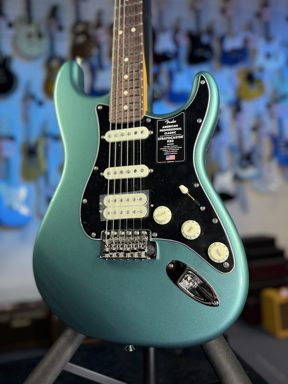 Fender American Professional Classic Stratocaster HSS Electric Guitar - Faded Sherwood Green Metallic GET PLEK'D! 186