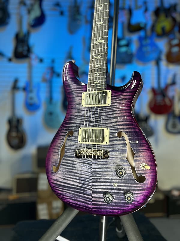 PRS Hollowbody II Piezo 2024 - Custom Color - Charcoal Violet Burst w PRS Case, Signature Dealer, 118 Get Plekd