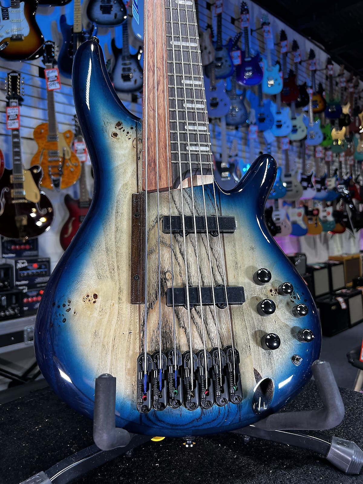 Ibanez Bass Workshop SRAS7 Ashula 7-string Bass Guitar - Cosmic Blue Starburst Shipping 474 GET PLEK’D Free!