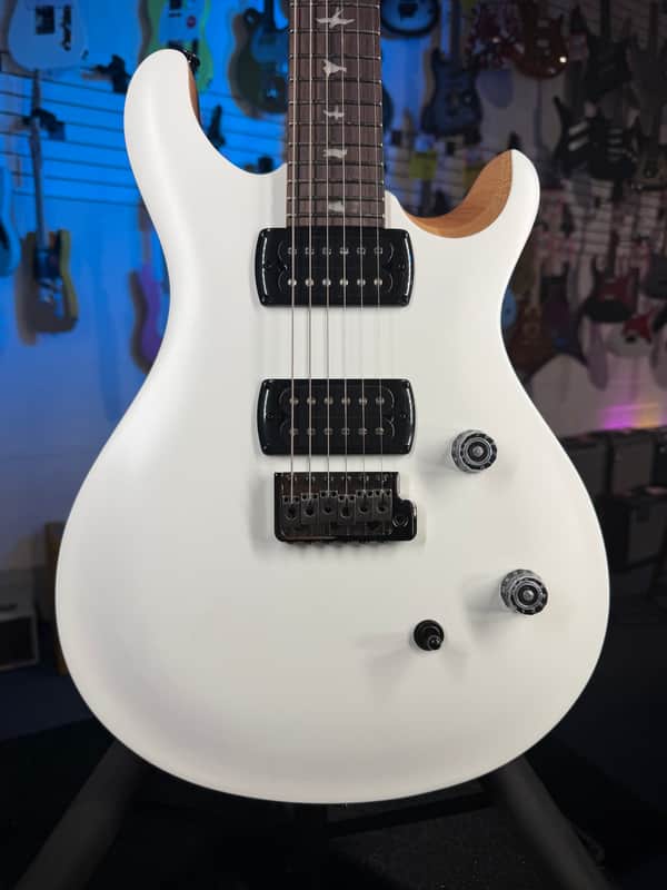 PRS SE CE 24 Satin - Flat White Top, C&M Exclusive - Black / Smoked Hardware, Free Plek & Setup # 195