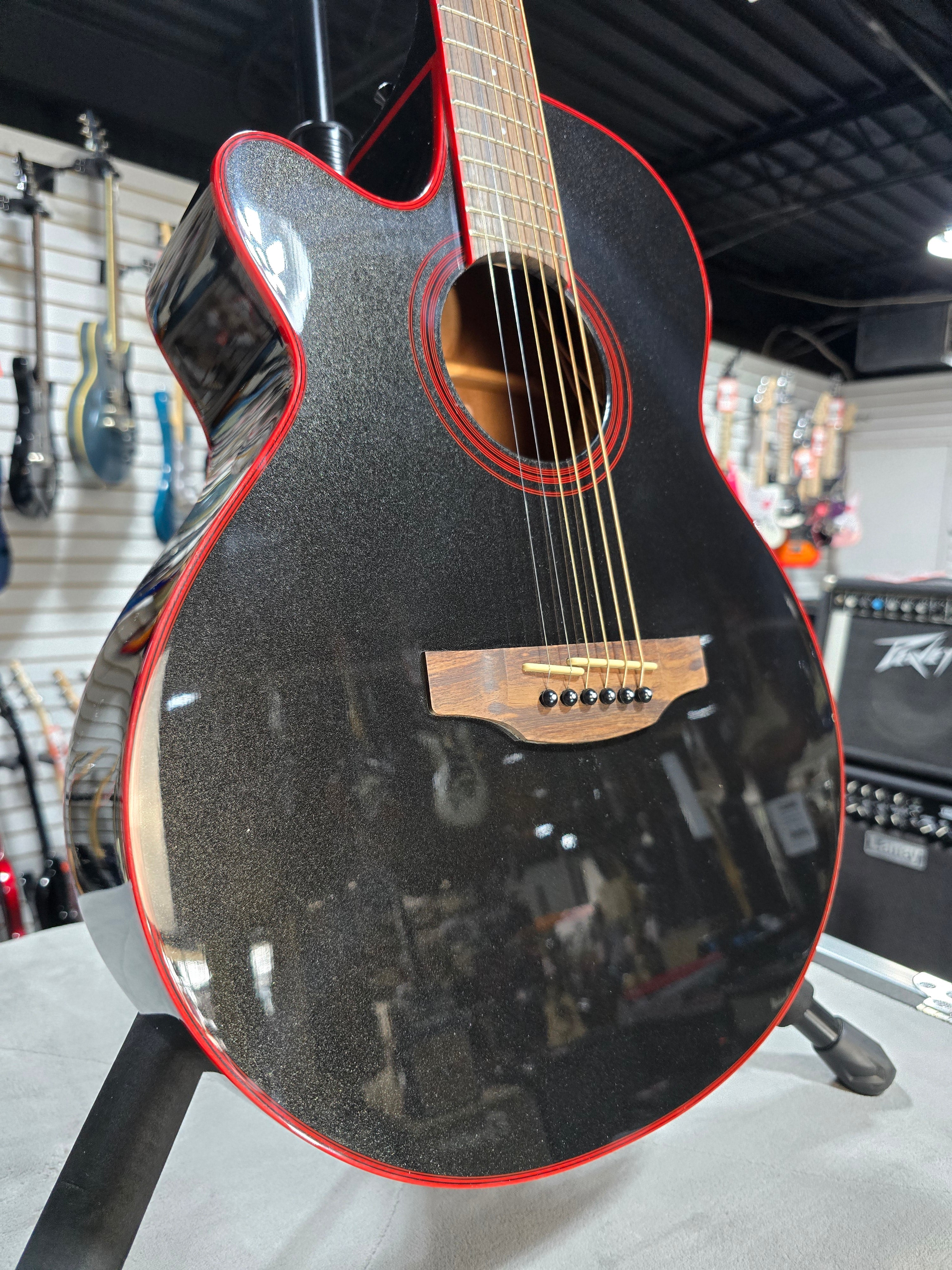 Takamine GF49CE FXC Left-handed Acoustic-electric guitar - Cosmic Black & PLEK*D #772