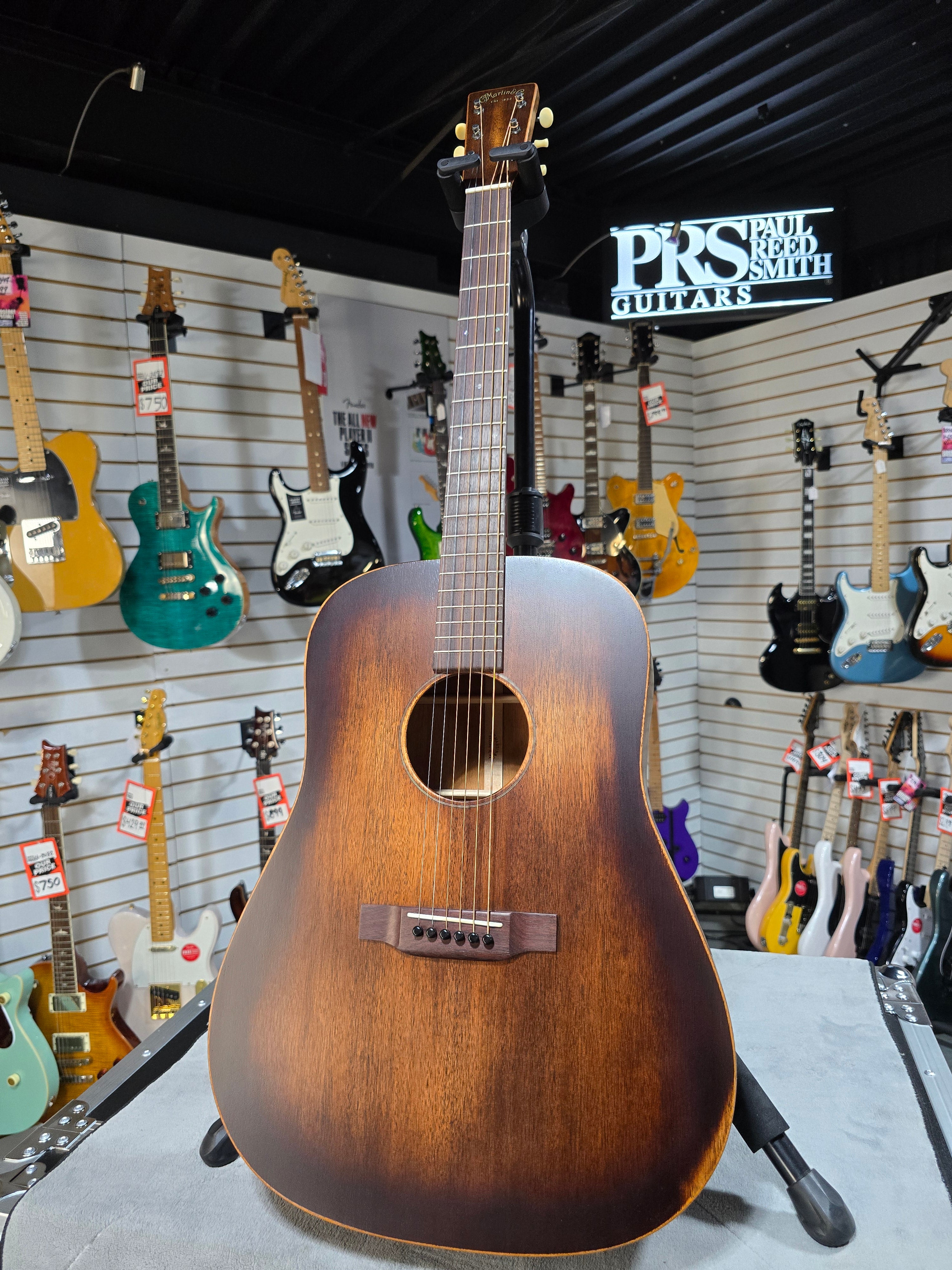 Martin D-15ML StreetMaster, Left-Handed Acoustic Guitar - Mahogany Burst w/Gig Bag & PLEK*D #877