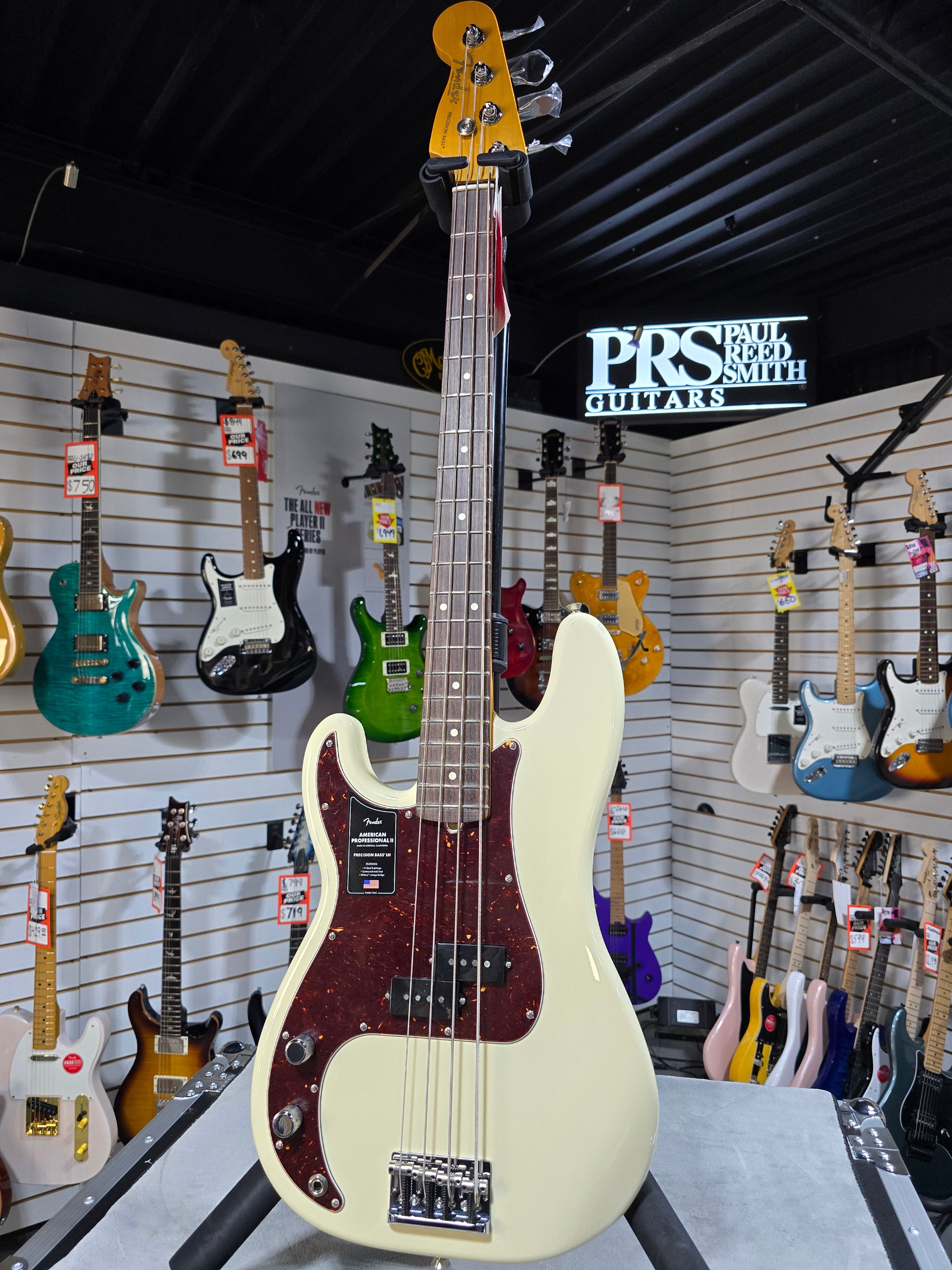 American Professional II Left-Handed Precision Bass - Olympic White w/Rosewood Fingerboard #281 GET PLEK'D!