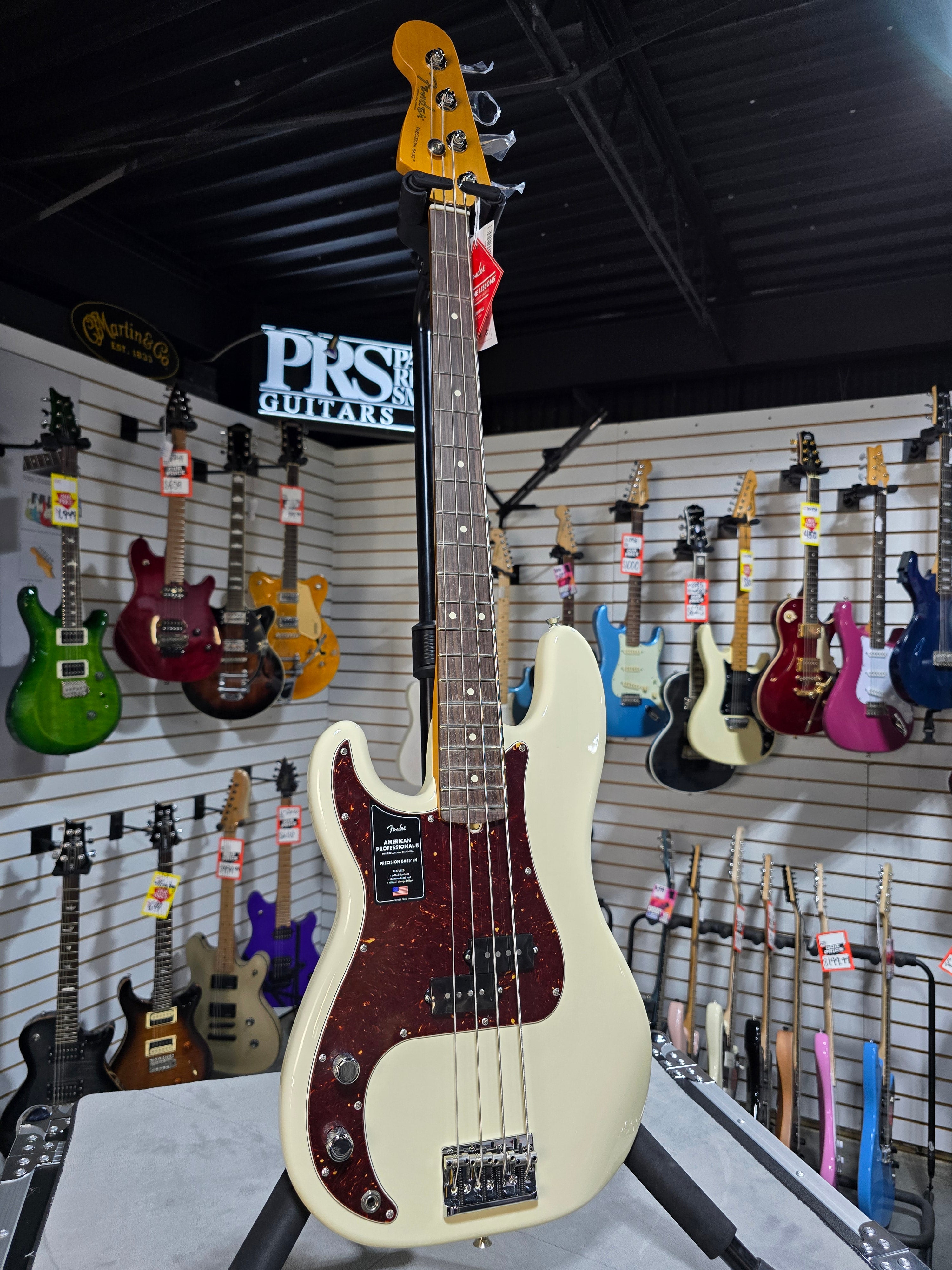 American Professional II Left-Handed Precision Bass - Olympic White w/Rosewood Fingerboard #281 GET PLEK'D!