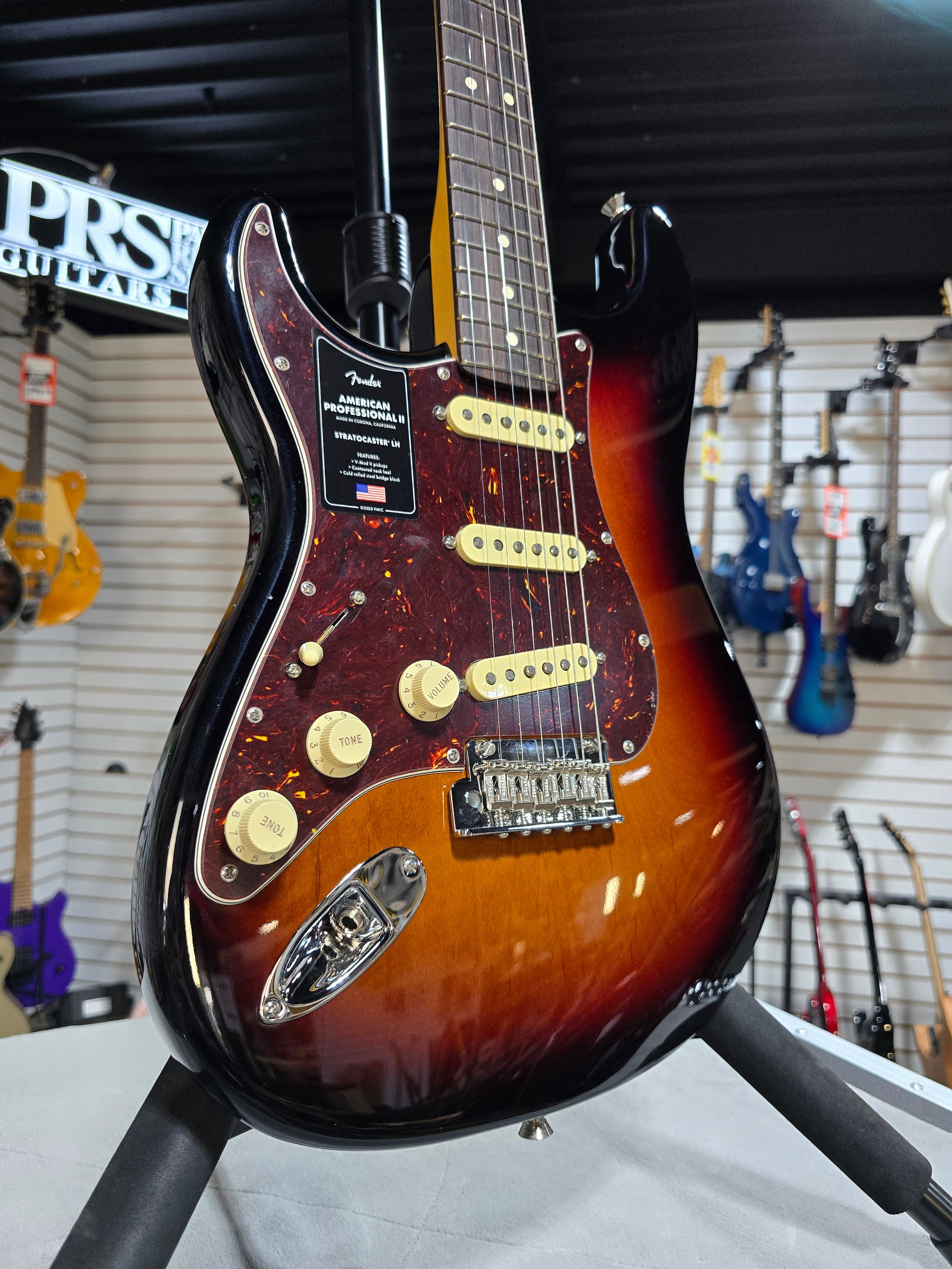 Fender American Professional II Stratocaster LH - 3 Color Sunburst w/Rosewood Fb + OSHC & PLEK*D #058