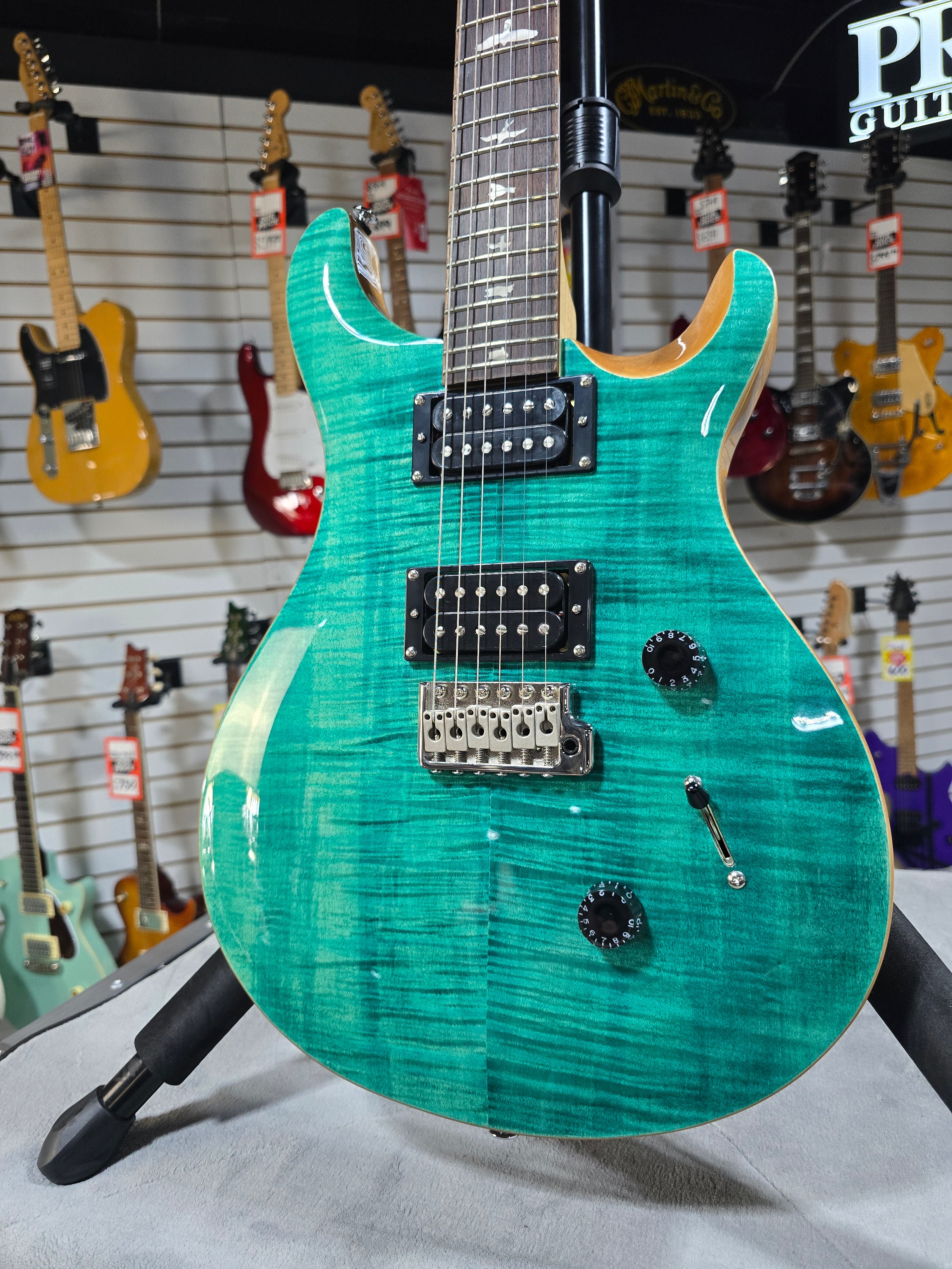 PRS SE Custom 24 Electric Guitar - Turquoise w/Gig Bag & PLEK*D #514