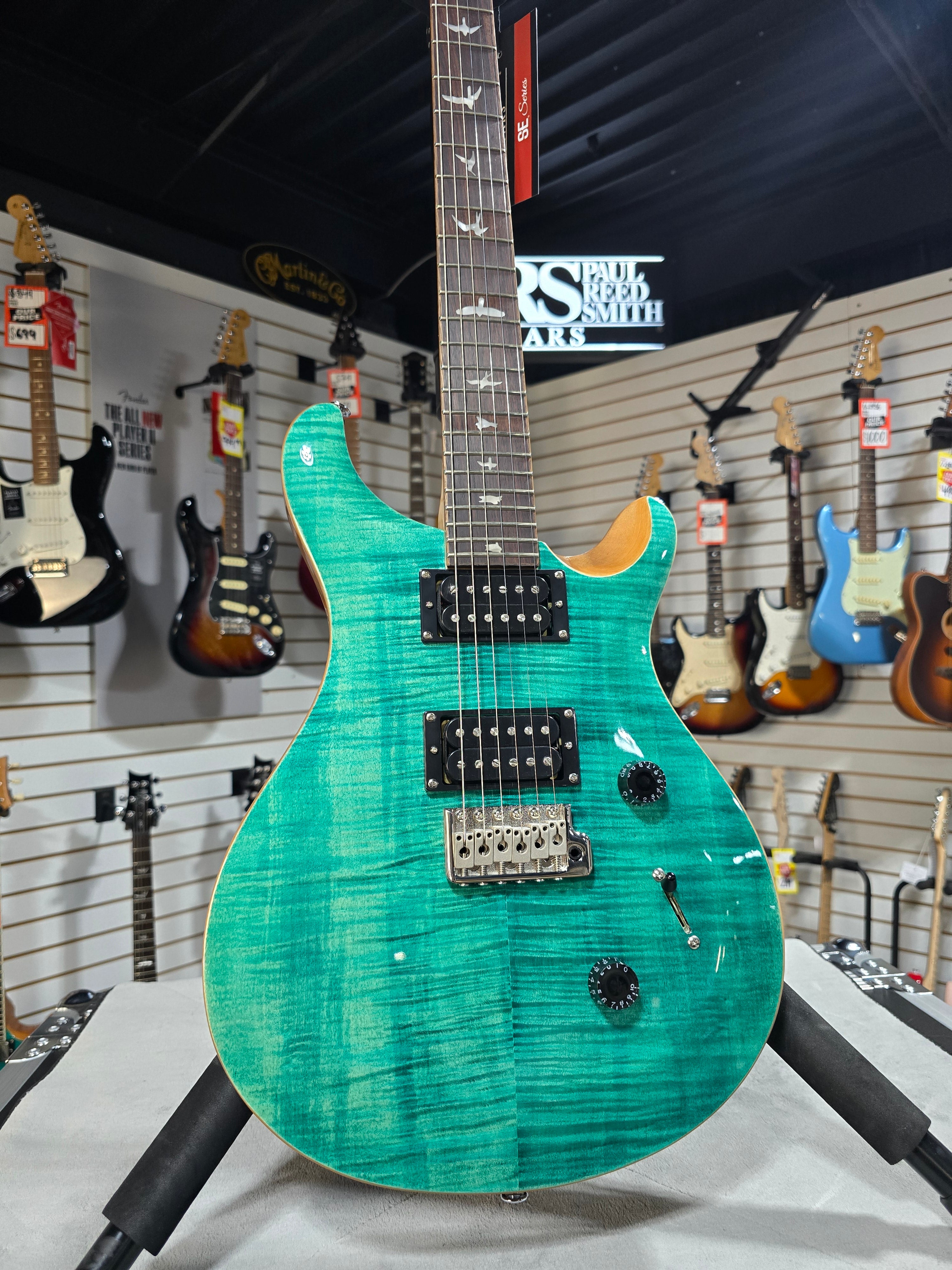 PRS SE Custom 24 Electric Guitar - Turquoise w/Gig Bag & PLEK*D #514