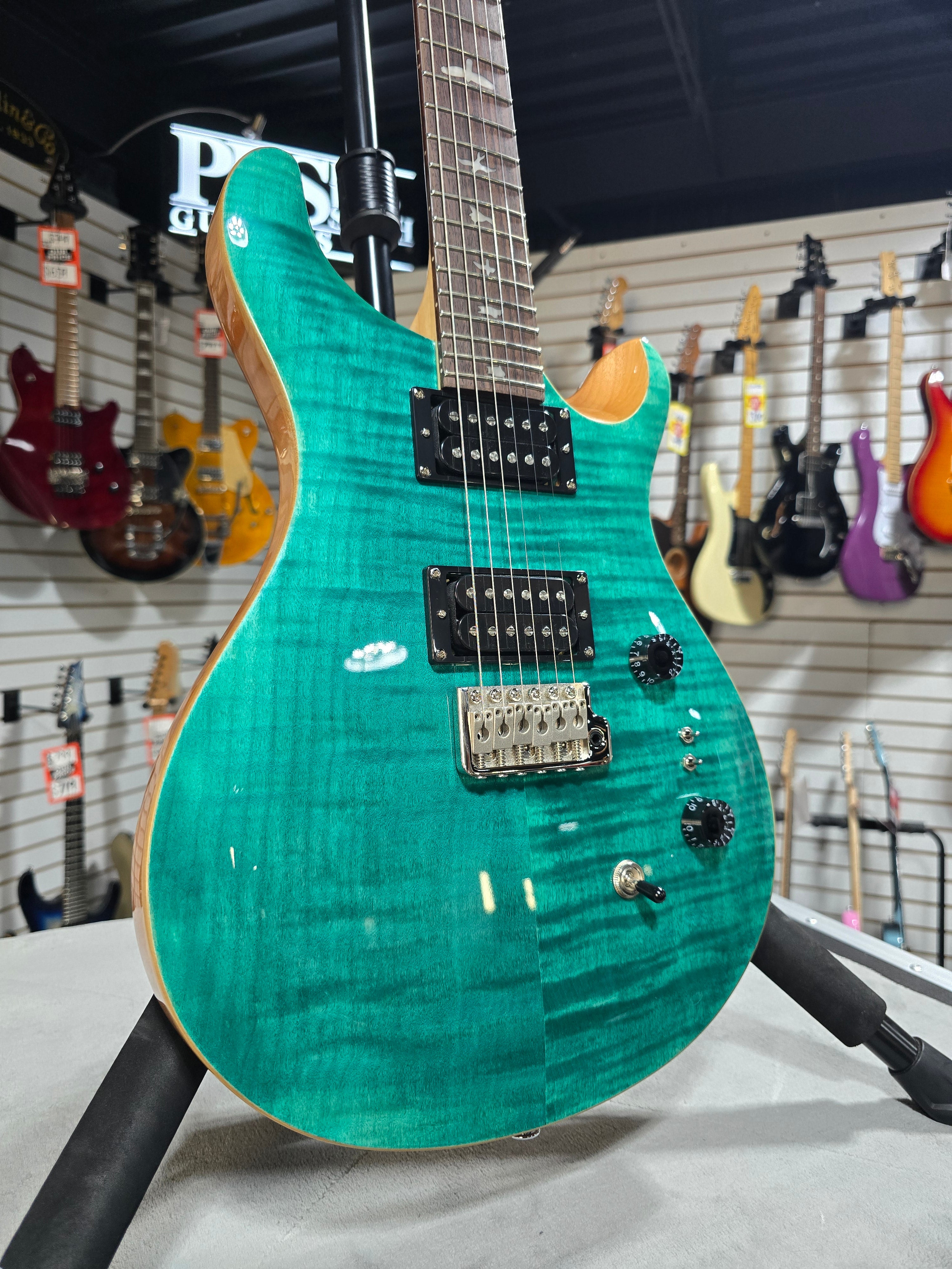 PRS SE Custom 24-08 Electric Guitar - Turquoise w/Gig Bag & PLEK*D #458