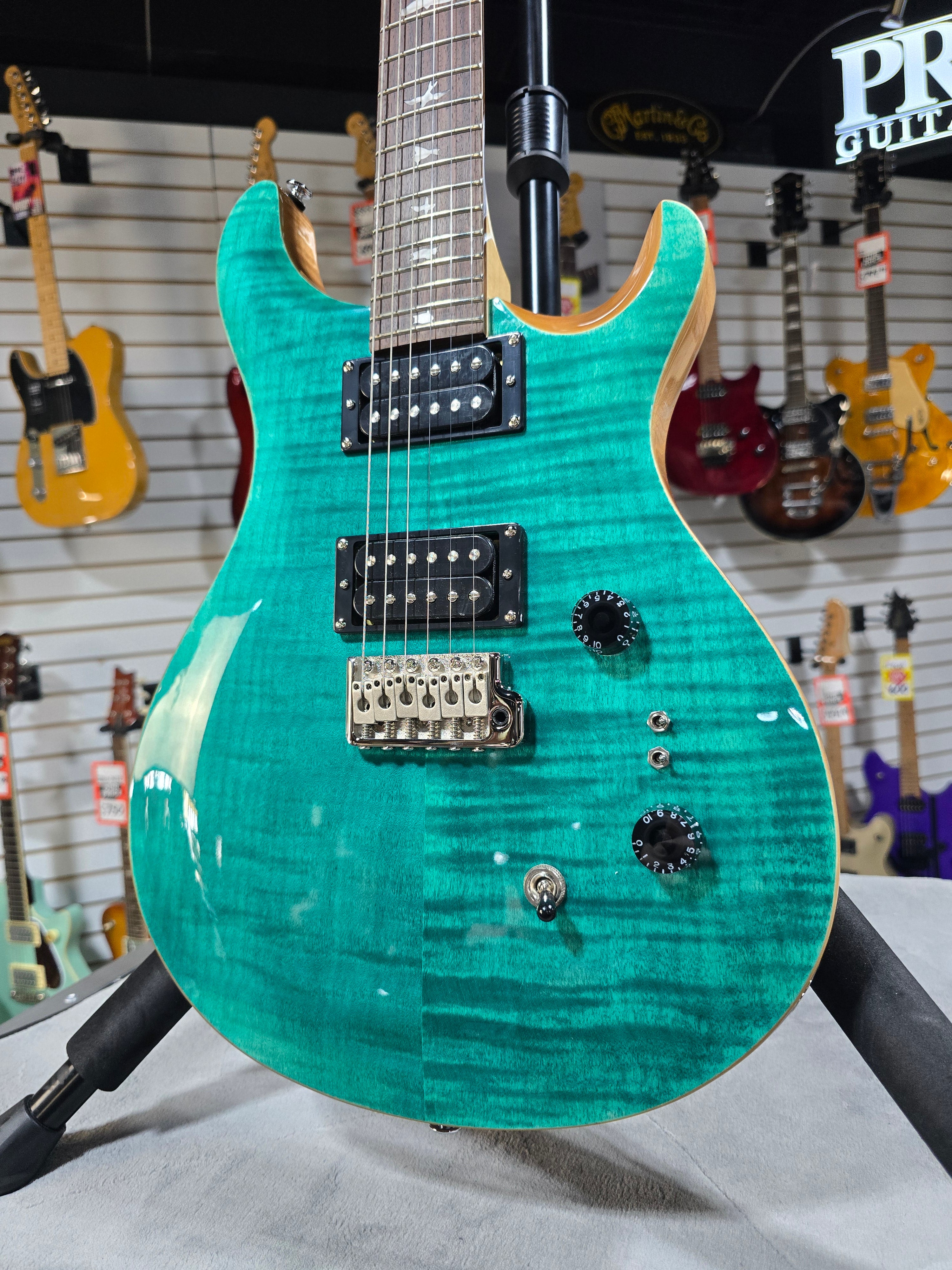 PRS SE Custom 24-08 Electric Guitar - Turquoise w/Gig Bag & PLEK*D #458