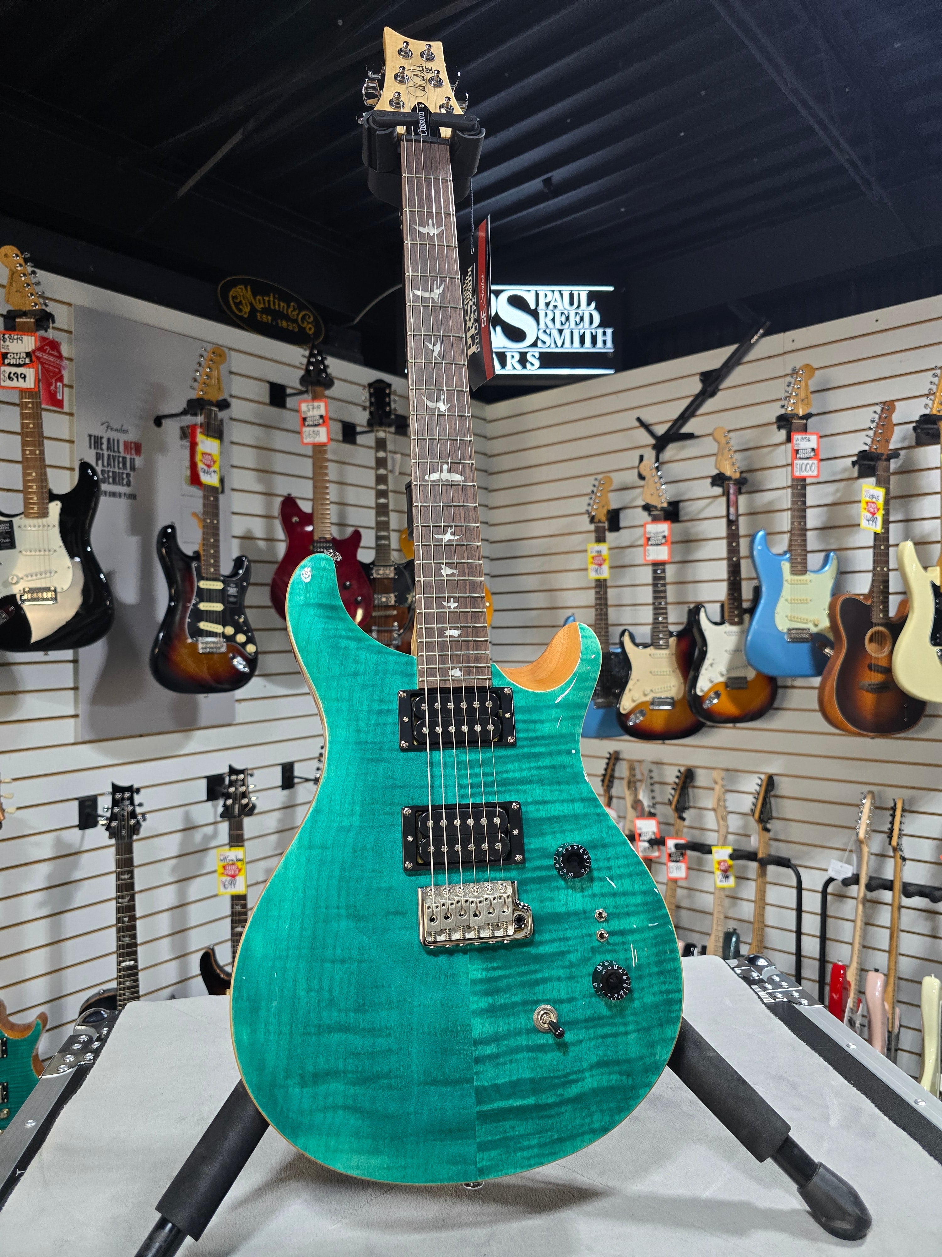 PRS SE Custom 24-08 Electric Guitar - Turquoise w/Gig Bag & PLEK*D #458