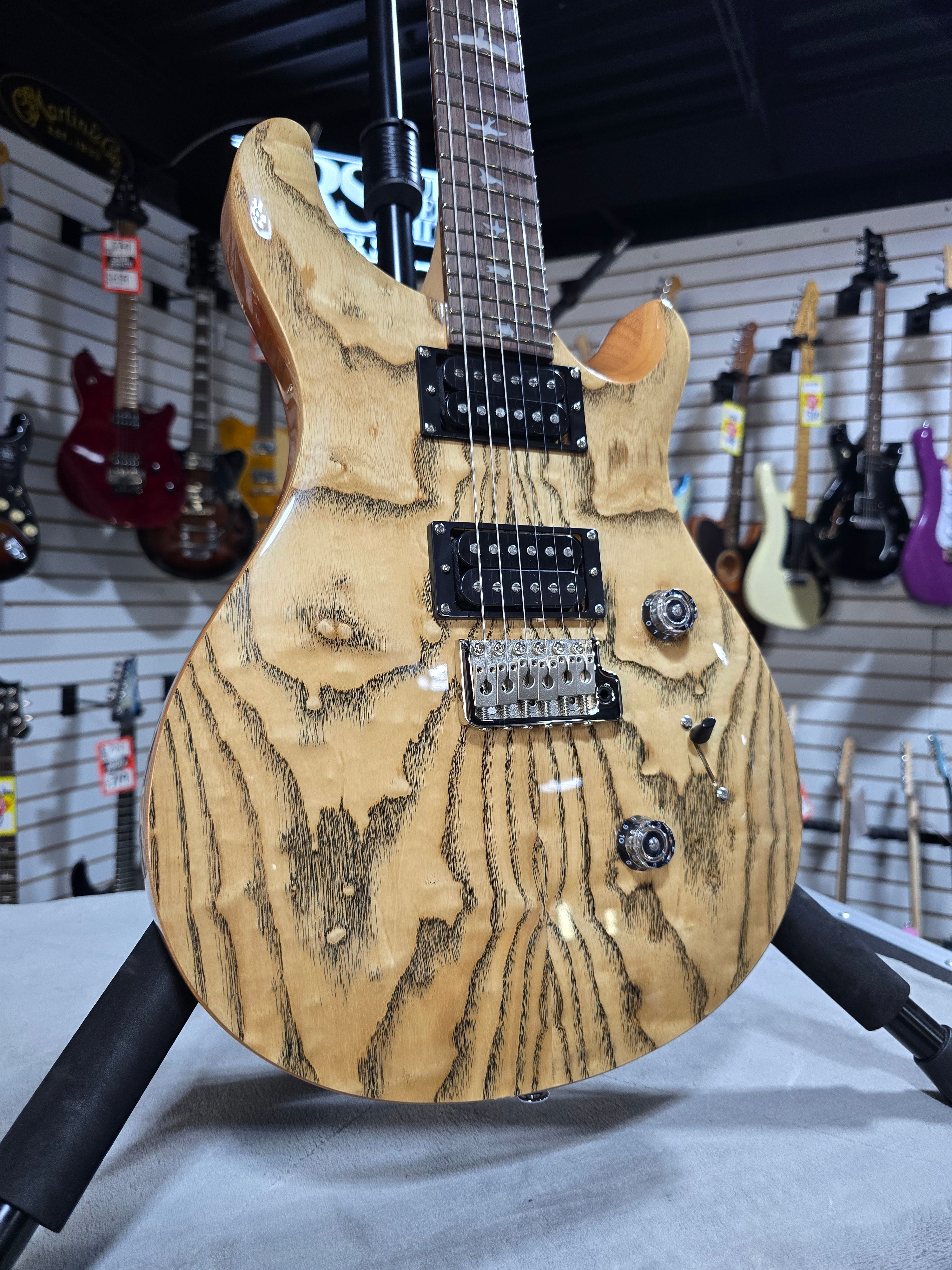 PRS SE Custom 24 Exotic Electric Guitar - Natural w/Gig Bag & PLEK*D #425
