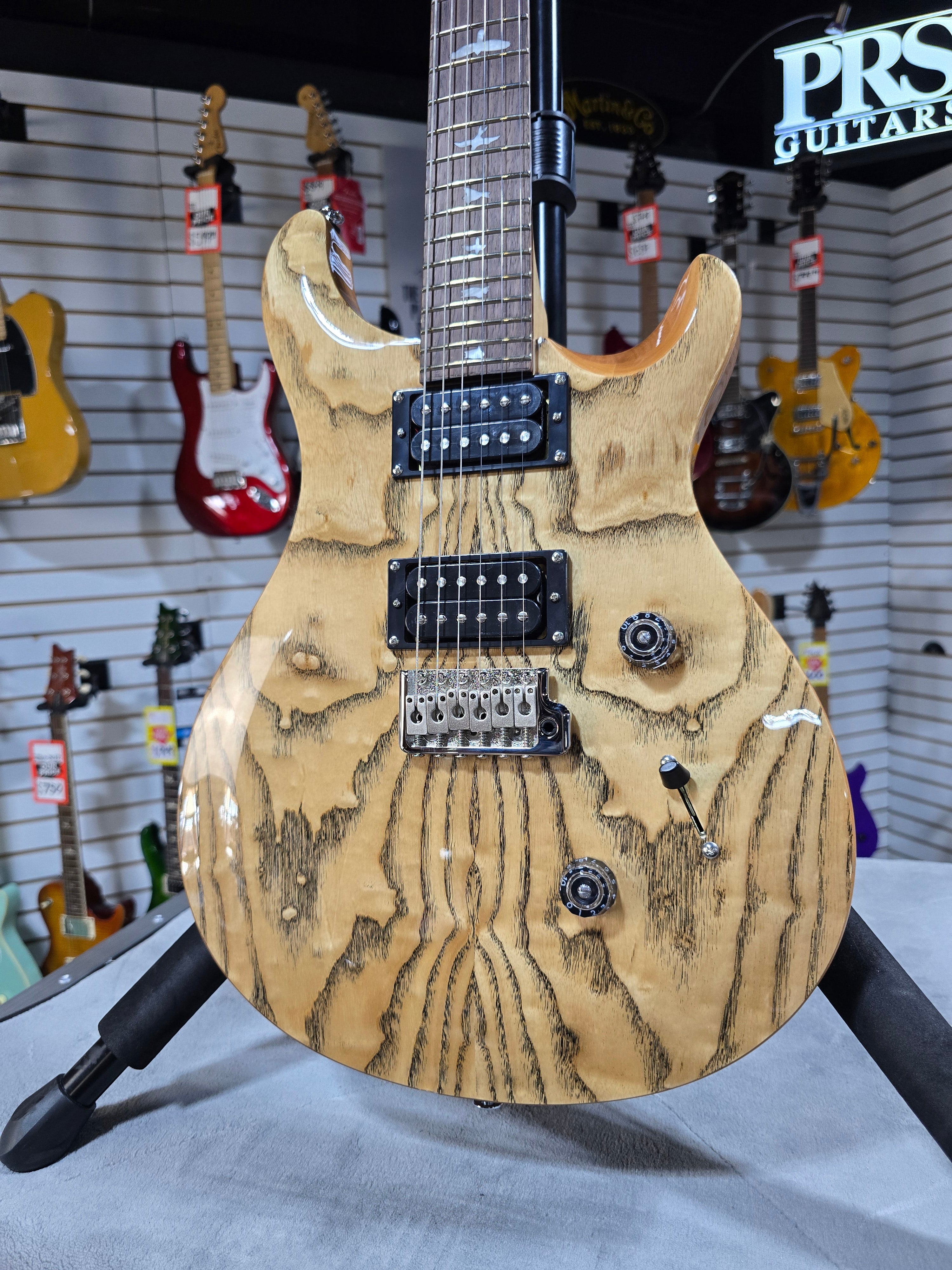 PRS SE Custom 24 Exotic Electric Guitar - Natural w/Gig Bag & PLEK*D #425
