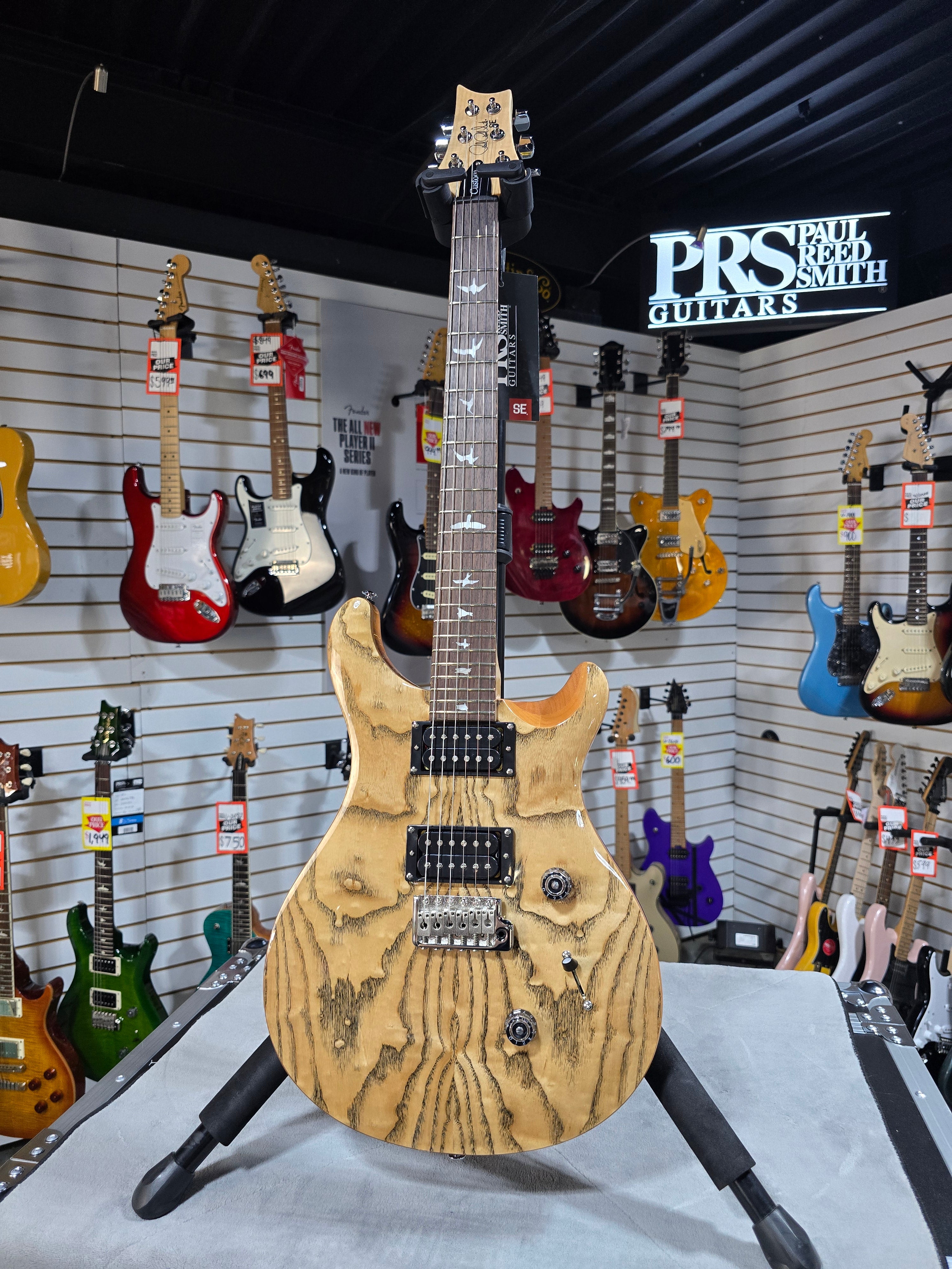 PRS SE Custom 24 Exotic Electric Guitar - Natural w/Gig Bag & PLEK*D #425