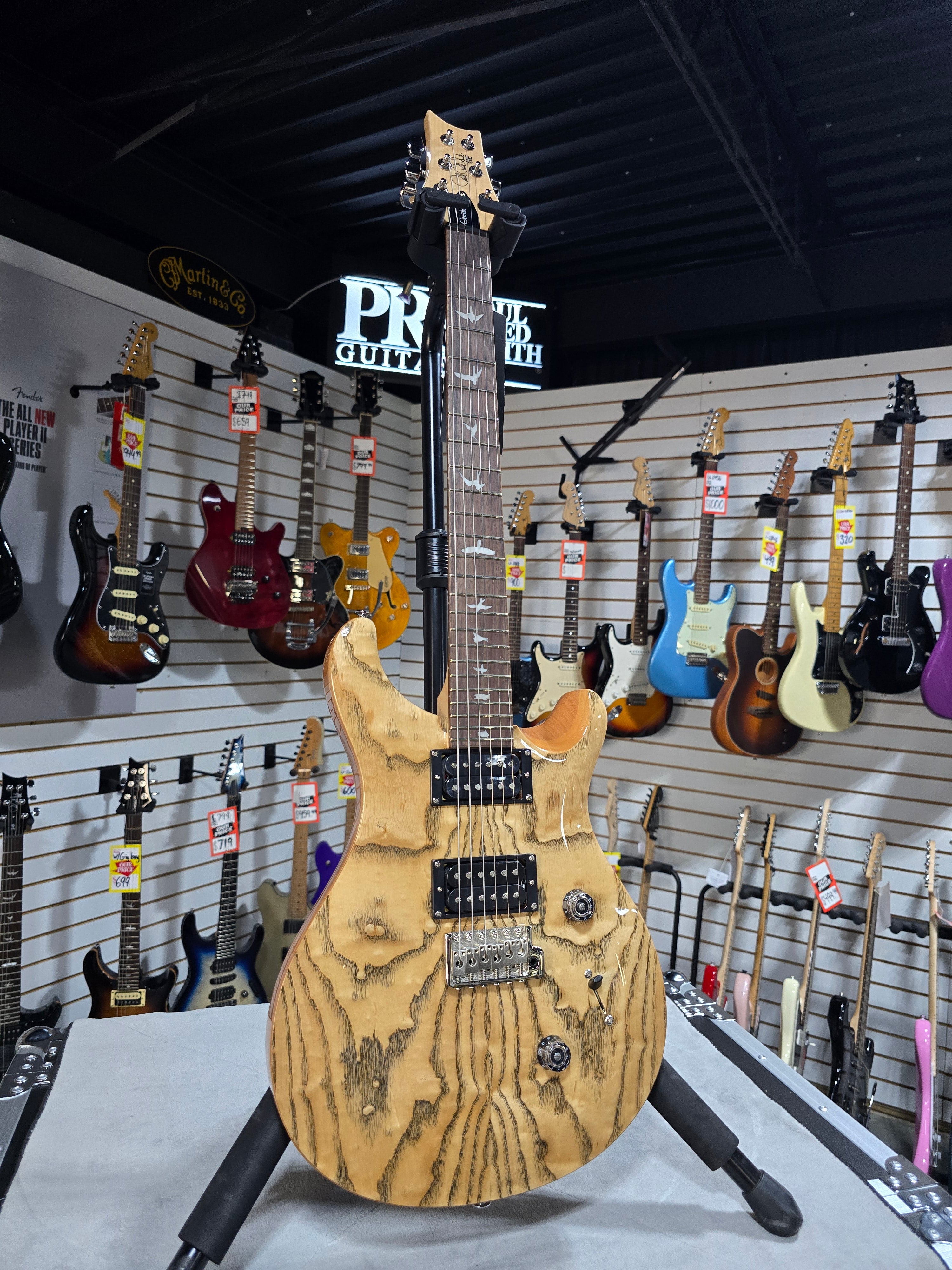PRS SE Custom 24 Exotic Electric Guitar - Natural w/Gig Bag & PLEK*D #425