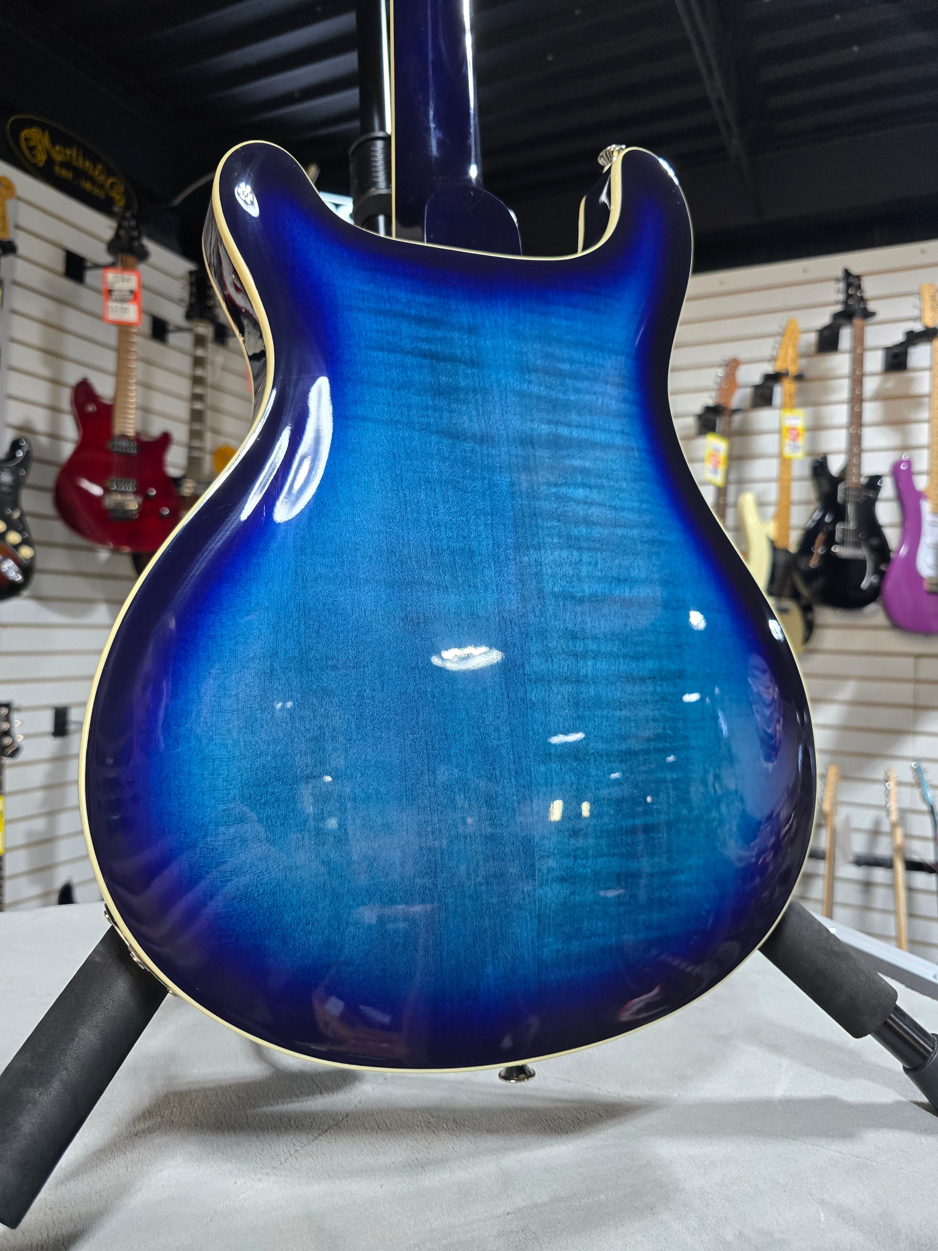 PRS SE Hollowbody II Electric Guitar - Faded Blue Burst w/OHSC & PLEK*D #782