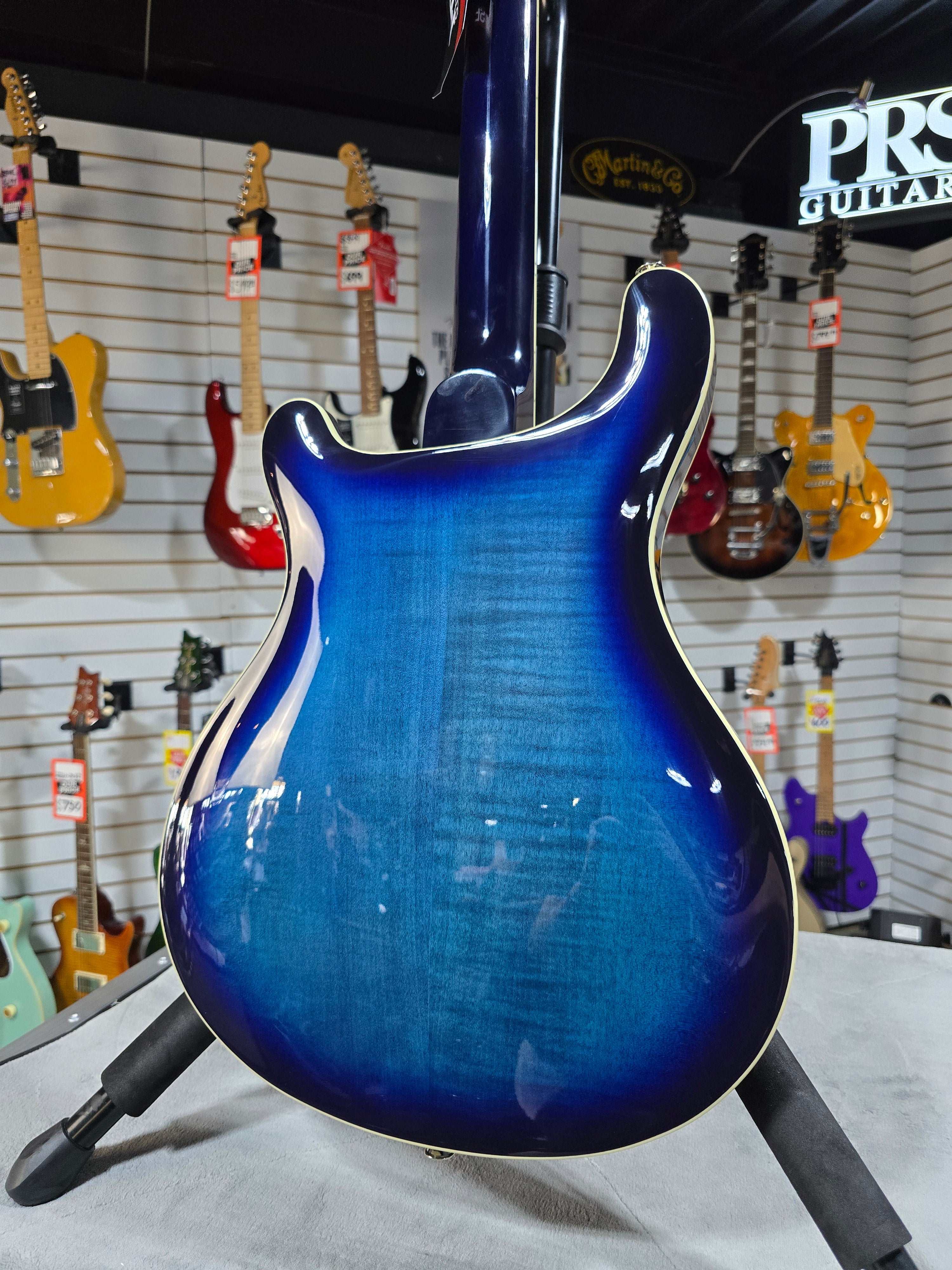 PRS SE Hollowbody II Electric Guitar - Faded Blue Burst w/OHSC & PLEK*D #782