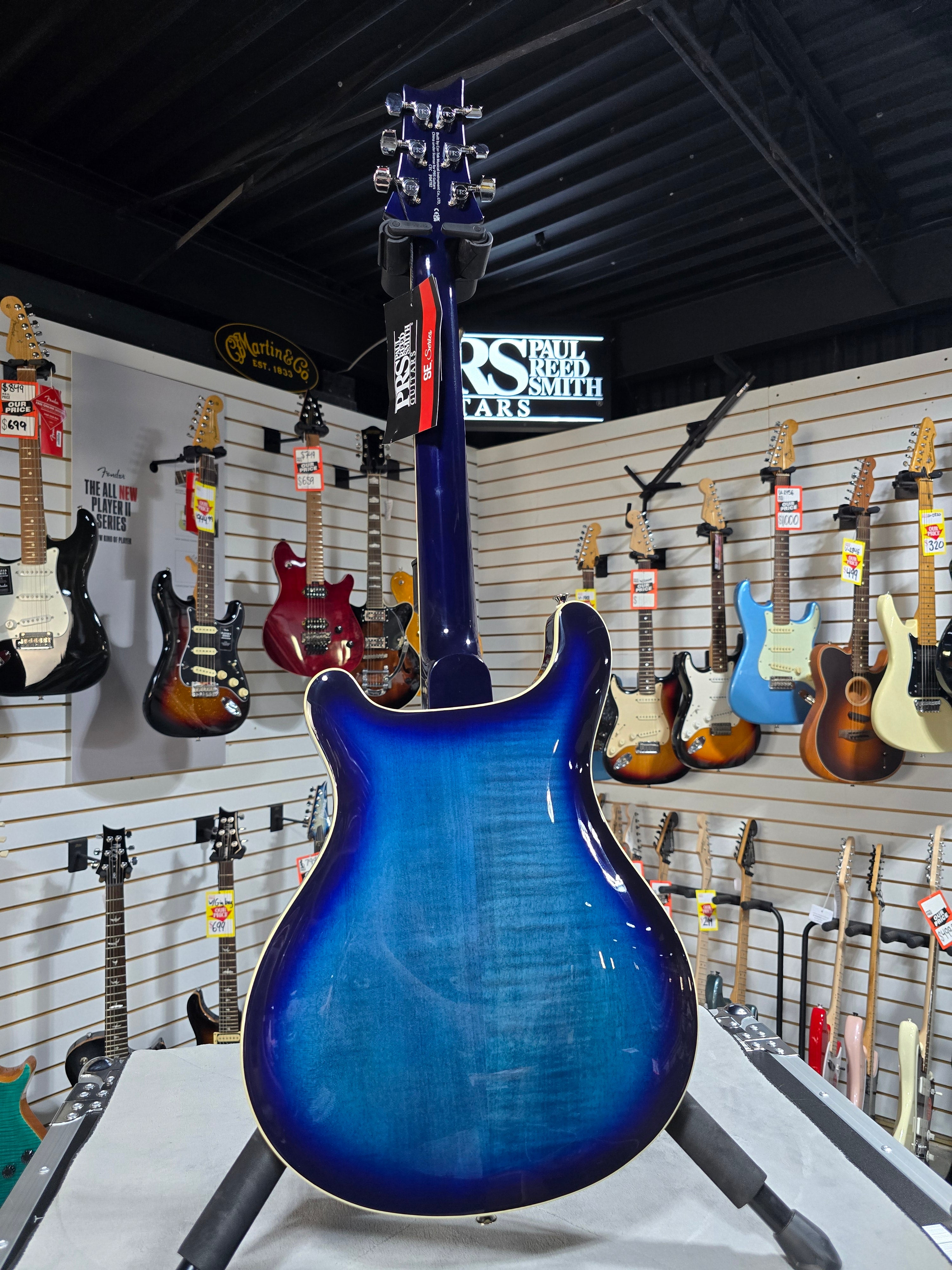 PRS SE Hollowbody II Electric Guitar - Faded Blue Burst w/OHSC & PLEK*D #782