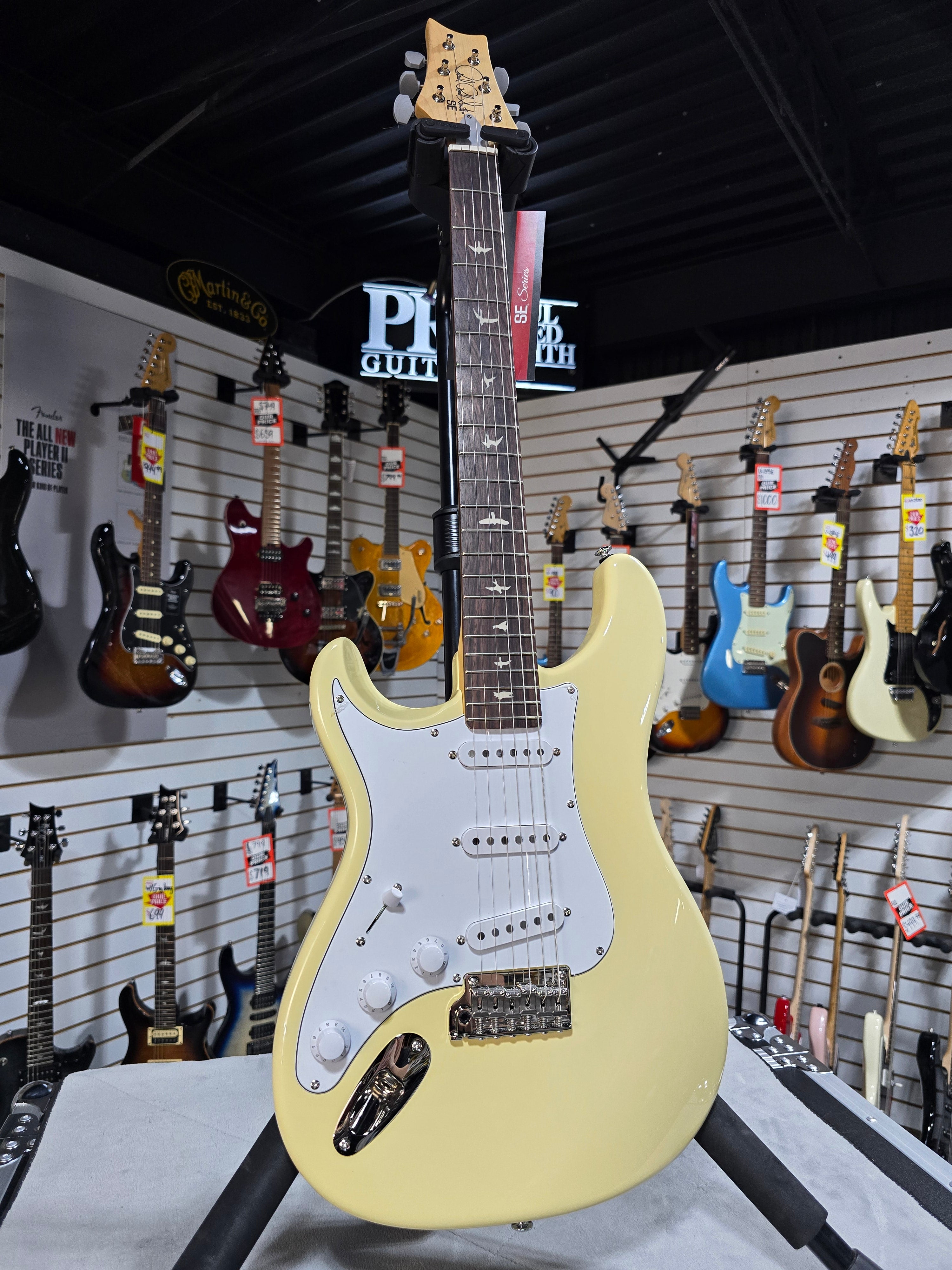 PRS SE Silver Sky Left-handed Electric Guitar - Moon White w/Gig Bag & PLEK*D #795