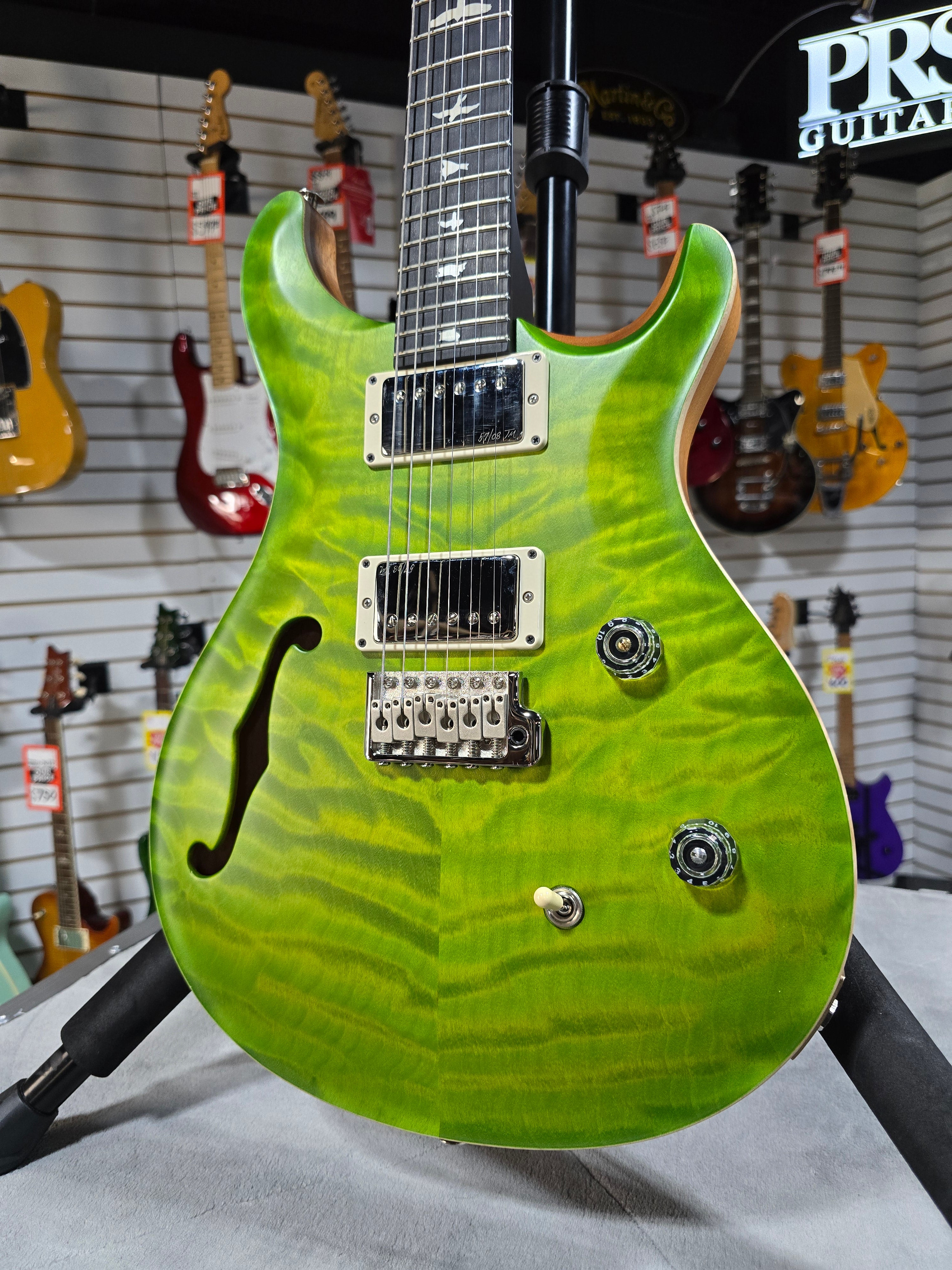 PRS CE 24 Semi-Hollow Electric Guitar - Satin Eriza Verde w/57/08, Gig Bag & PLEK*D #261