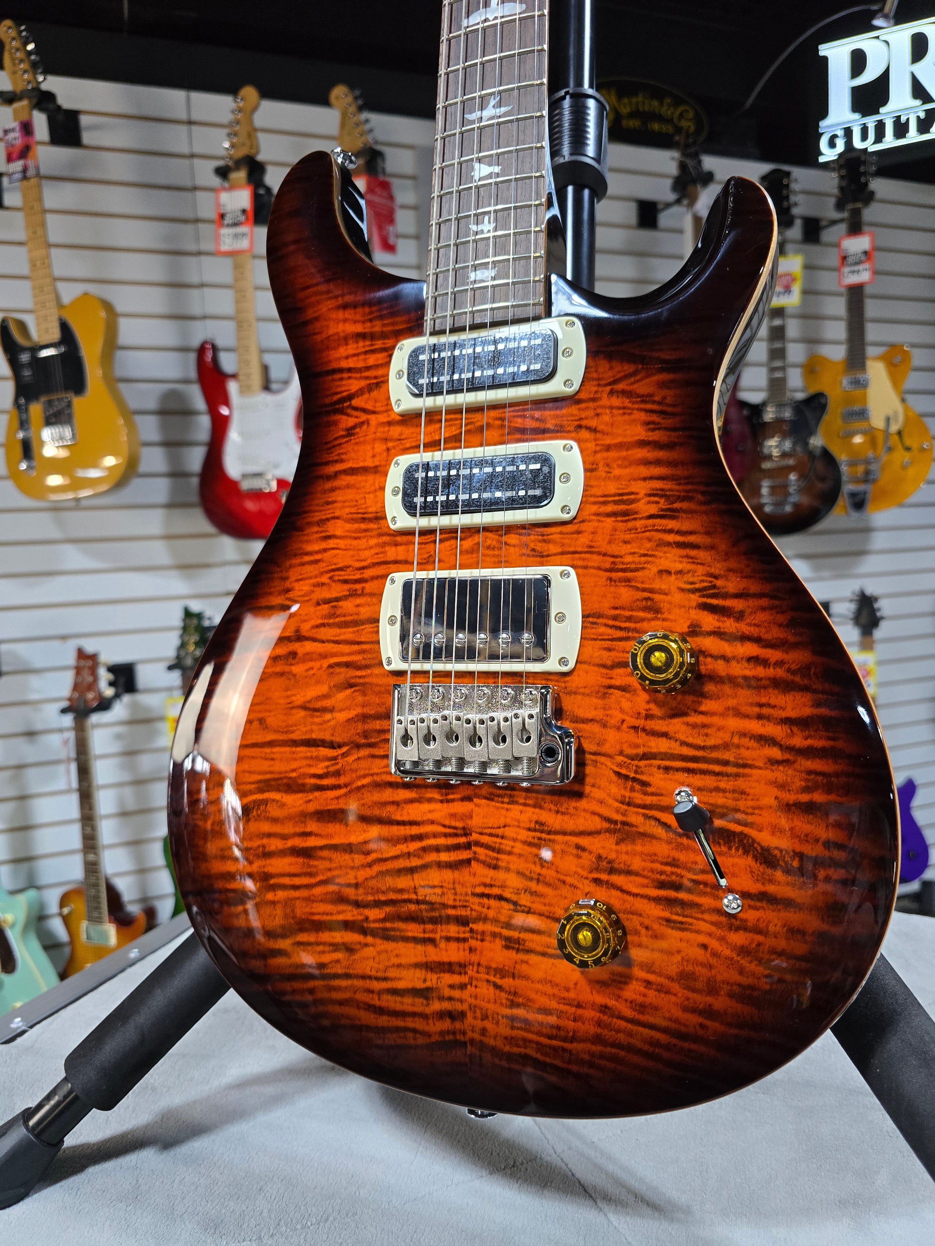 PRS SE Studio Electric Guitar - Orange Tiger Smokeburst w/Gig Bag & PLEK*D #434