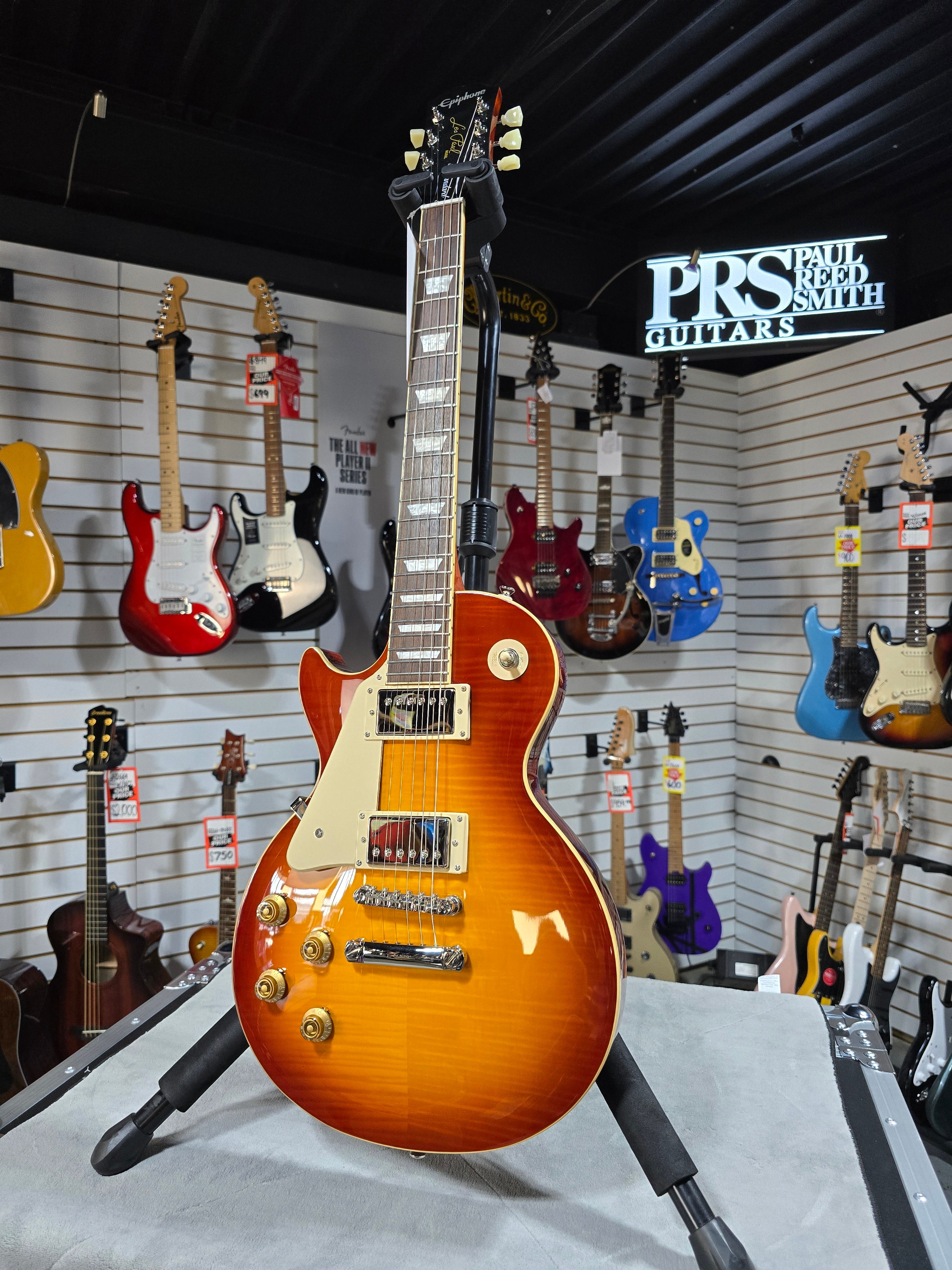 Epiphone Les Paul Standard 50s Left Handed Electric Guitar - Washed Cherry Sunburst w/ Gig Bag & PLEK*D #276