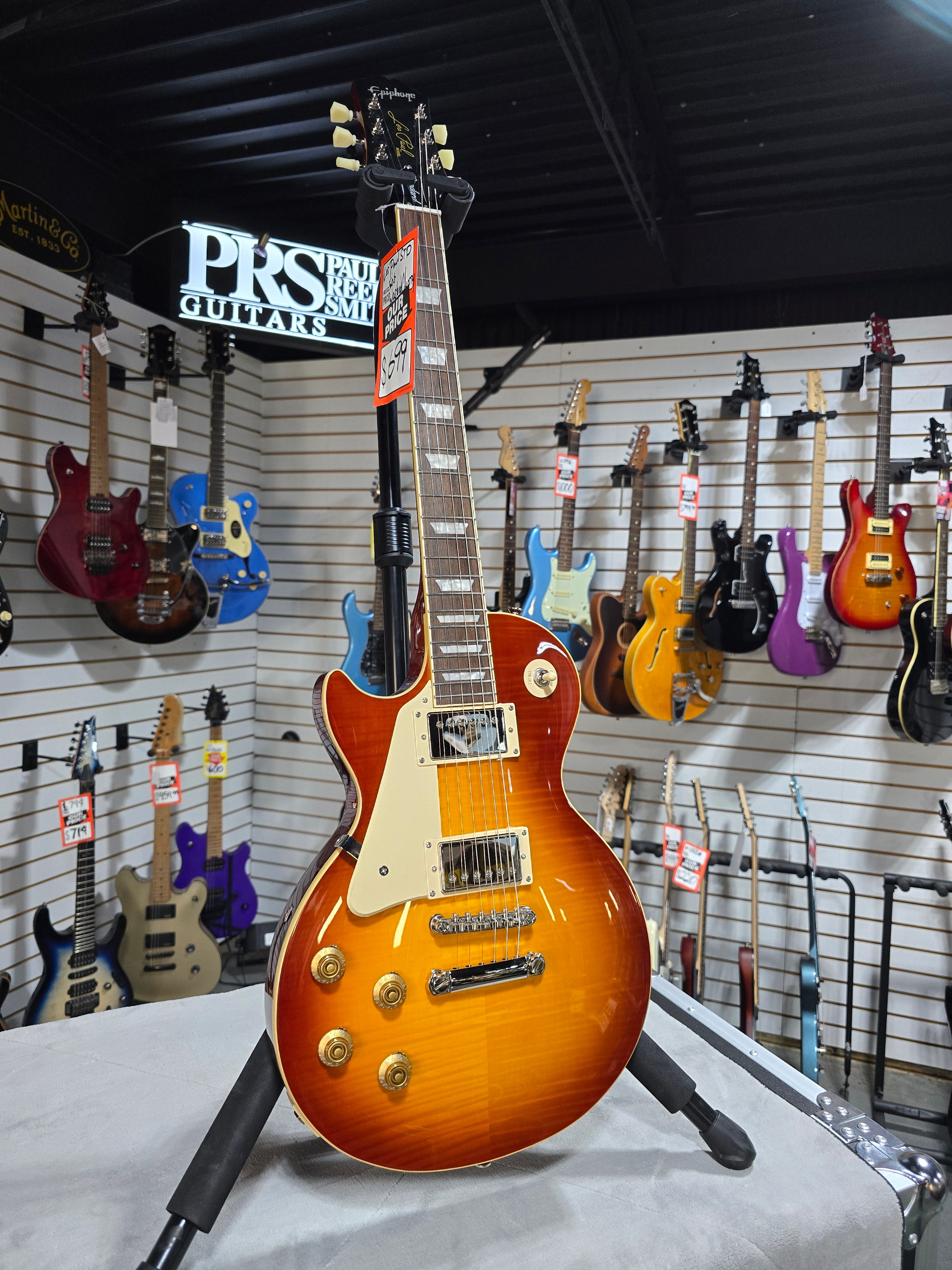 Epiphone Les Paul Standard 50s Left Handed Electric Guitar - Washed Cherry Sunburst w/ Gig Bag & PLEK*D #276