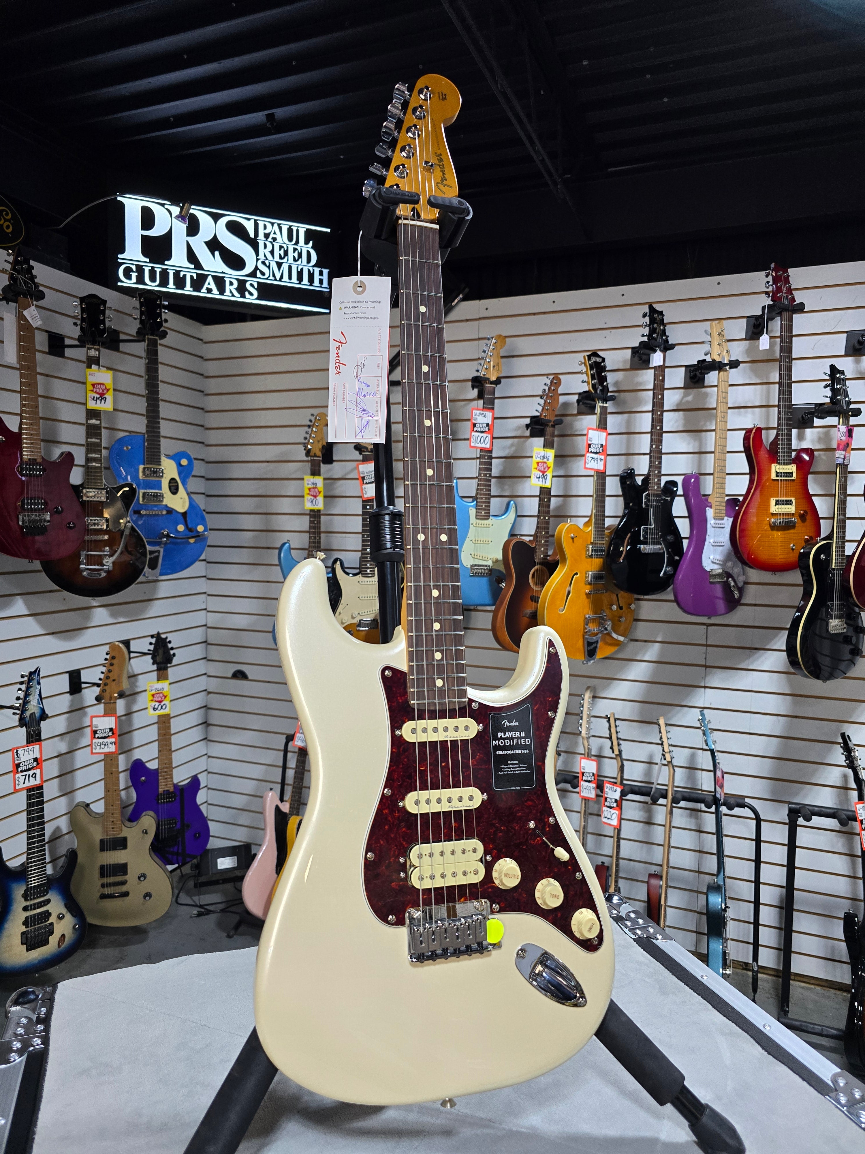 Fender Player II Modified Stratocaster 2025 Electric Guitar - Olympic Pearl w/ Gig Bag & PLEK*D #547