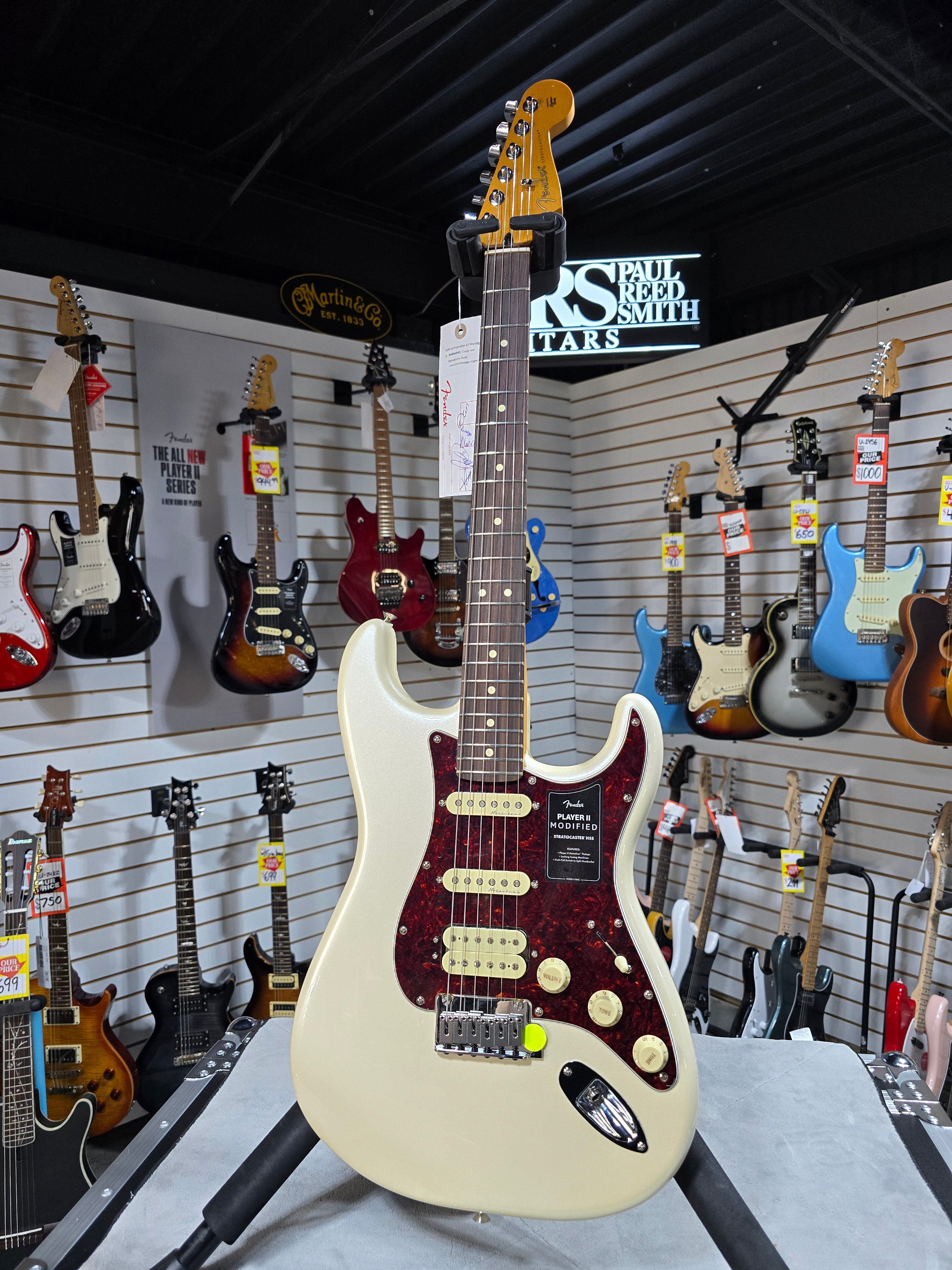 Fender Player II Modified Stratocaster 2025 Electric Guitar - Olympic Pearl w/ Gig Bag & PLEK*D #547